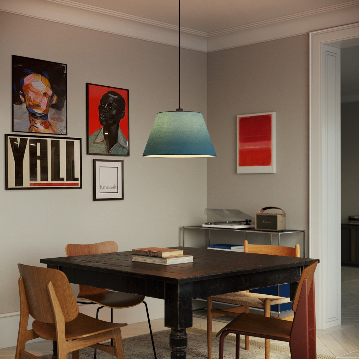 Paralume Impero L per sospensione con attacco E27 - Made in Italy - Teletta Verde Dubbio