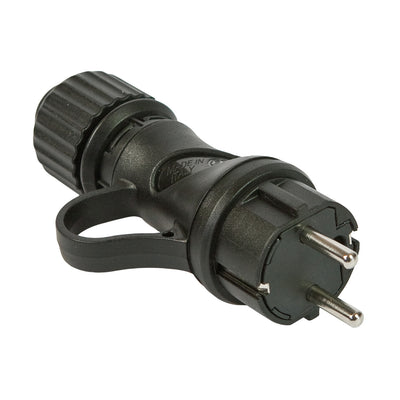 Zástrčka Schuko černá 16A 250V IP44 pro venkovní použití - Kompatibilní se systémem Modulair - Černá
