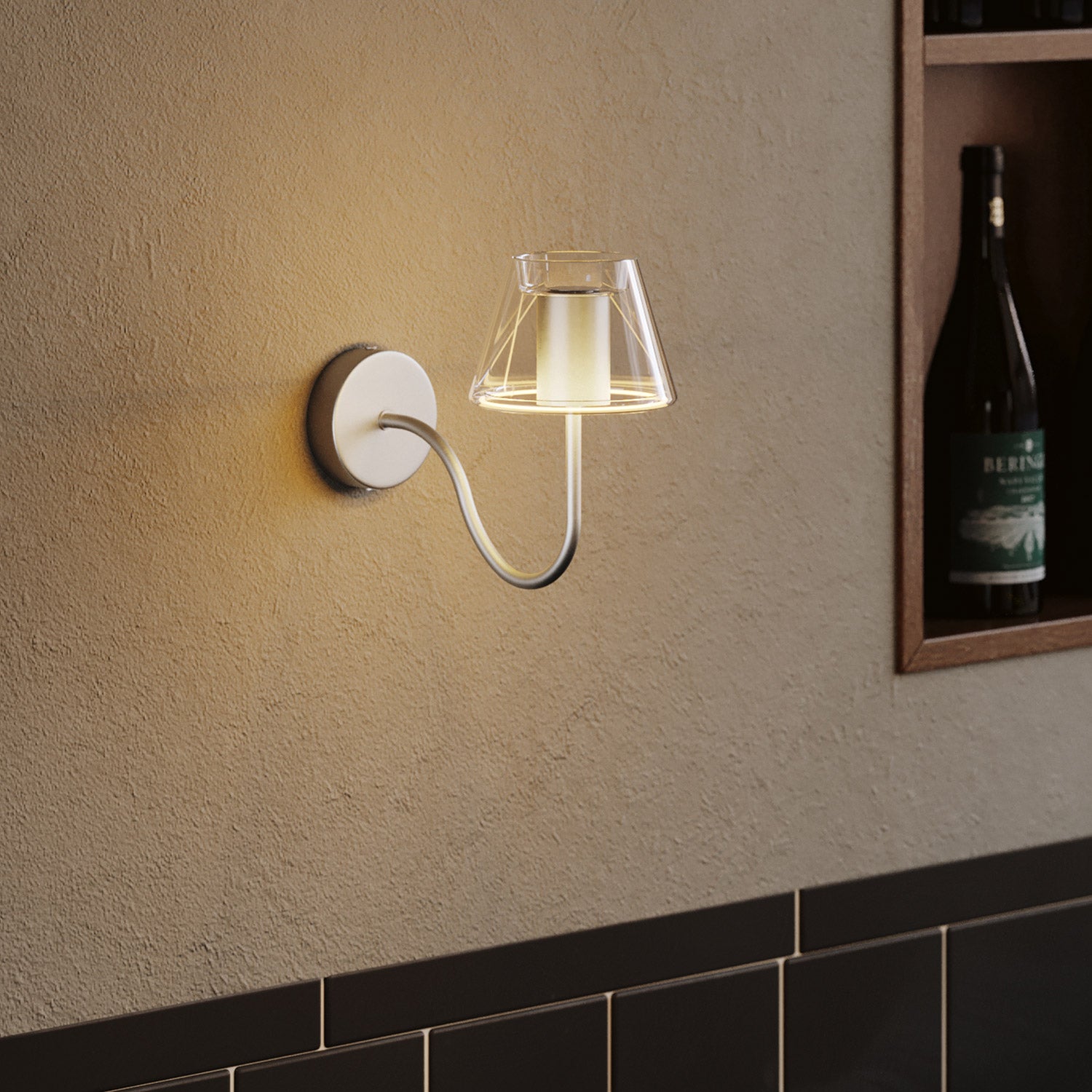 Zakřivená prodlužovací trubka ve tvaru S pro lampu, 16,5 cm, kov – titan satinovaný