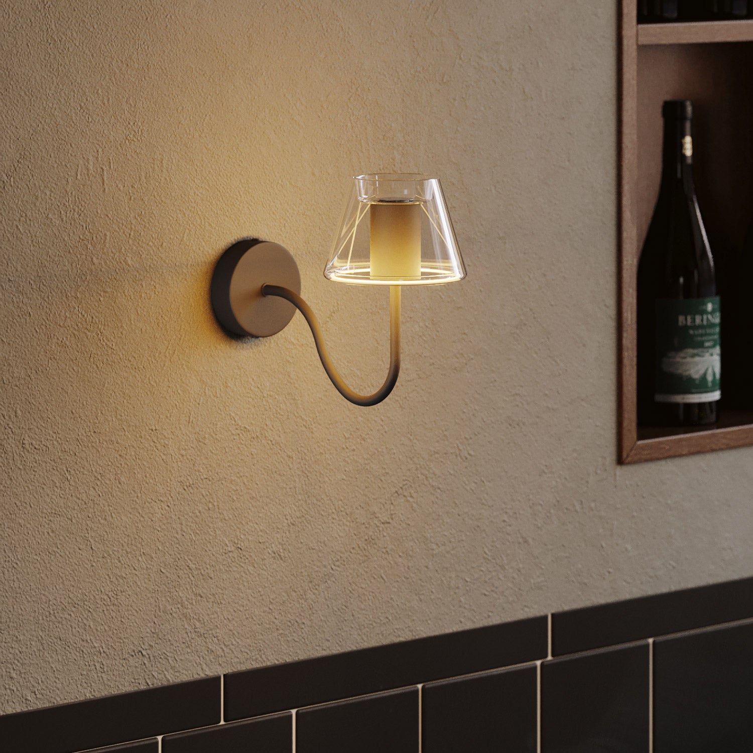 Zakřivená prodlužovací trubka ve tvaru S pro lampu, 16,5 cm, kov – černá