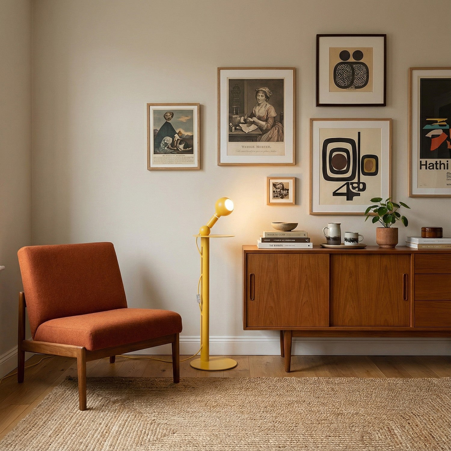 Rocco - Stojací lampa se Zástrčka UK a Žárovka Camo - Žlutá