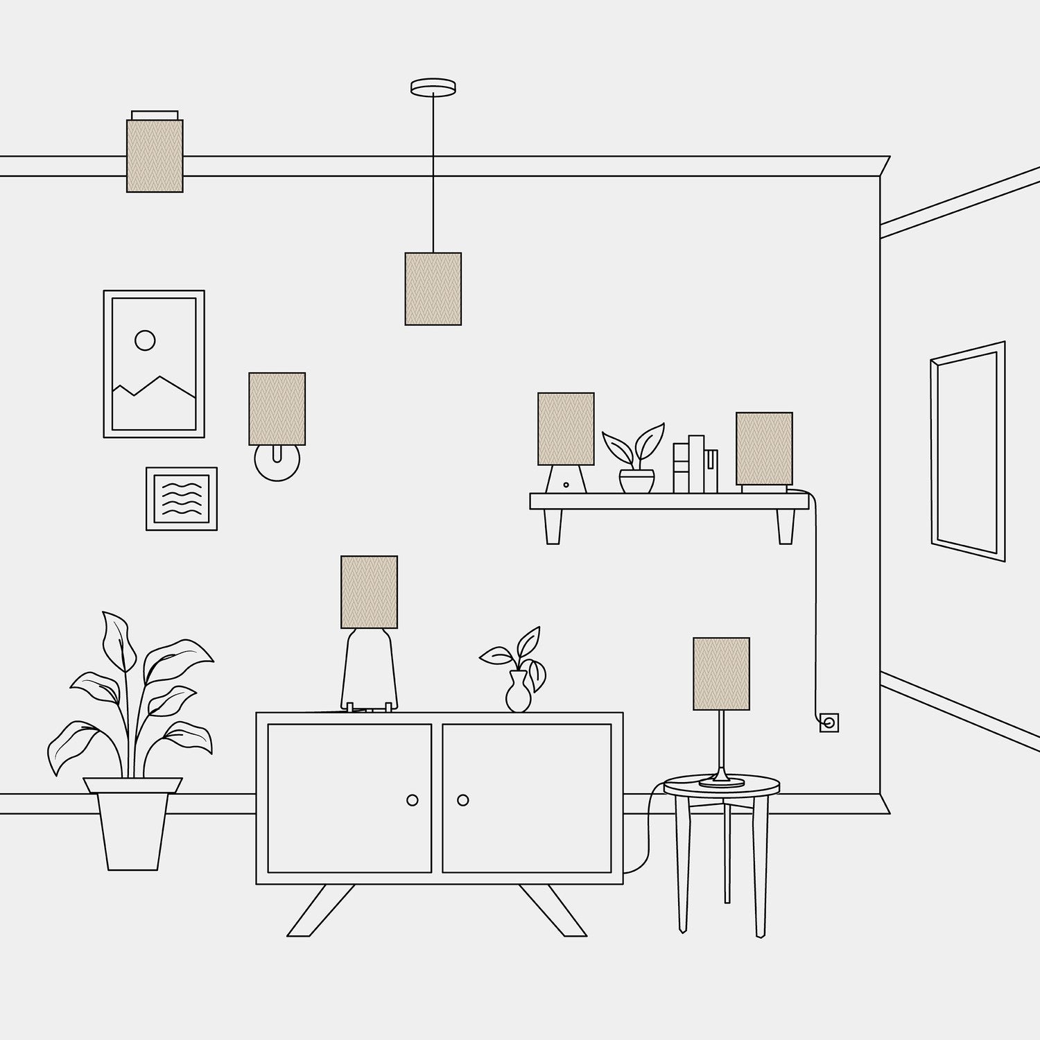 Paralume Cilindro S in tessuto con attacco E27 - Made in Italy - Arenal Tortora