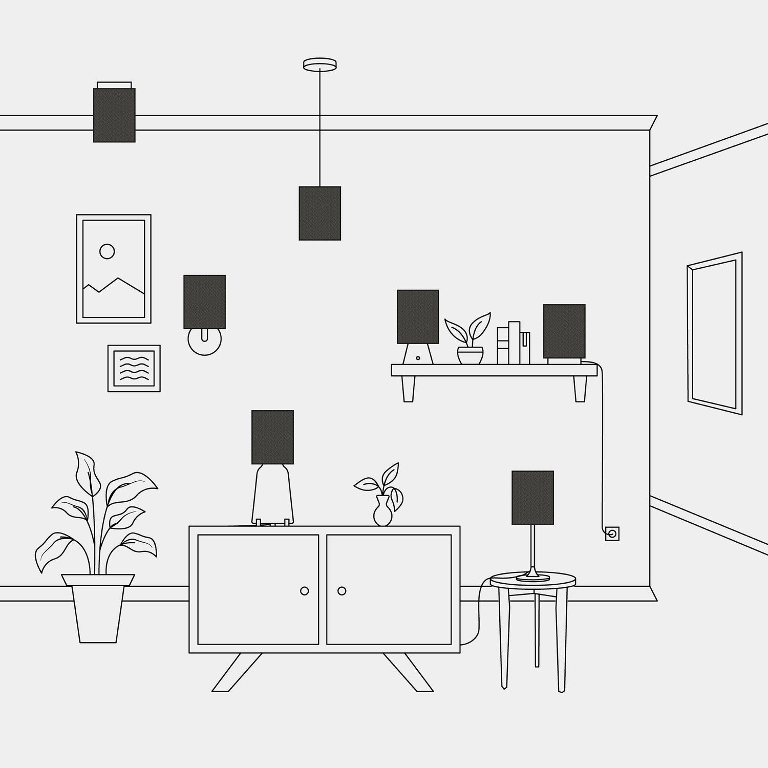 Paralume Cilindro S in tessuto con attacco E27 - Made in Italy - Lana Grigio Scuro