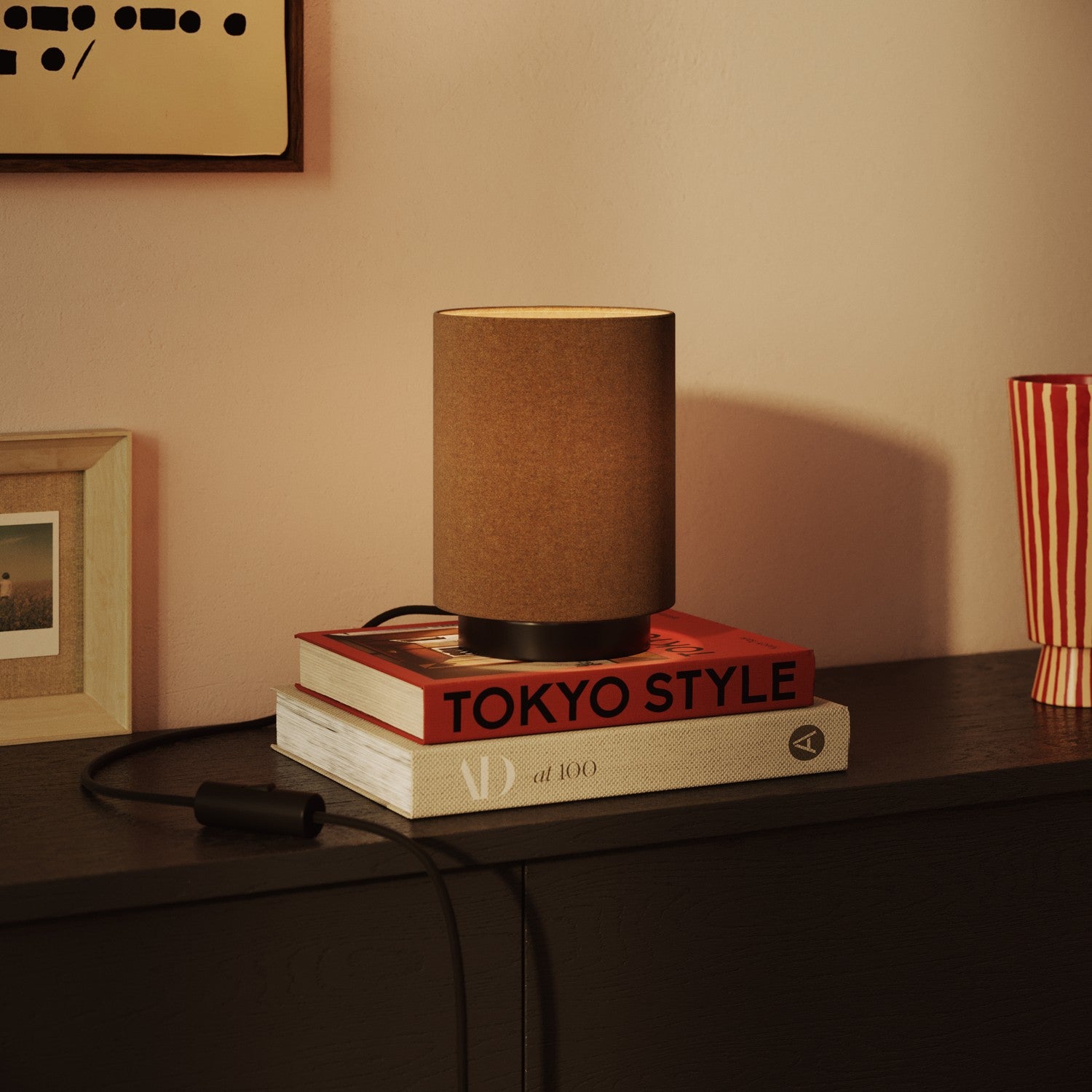 Paralume Cilindro S in tessuto con attacco E27 - Made in Italy - Lana Marrone