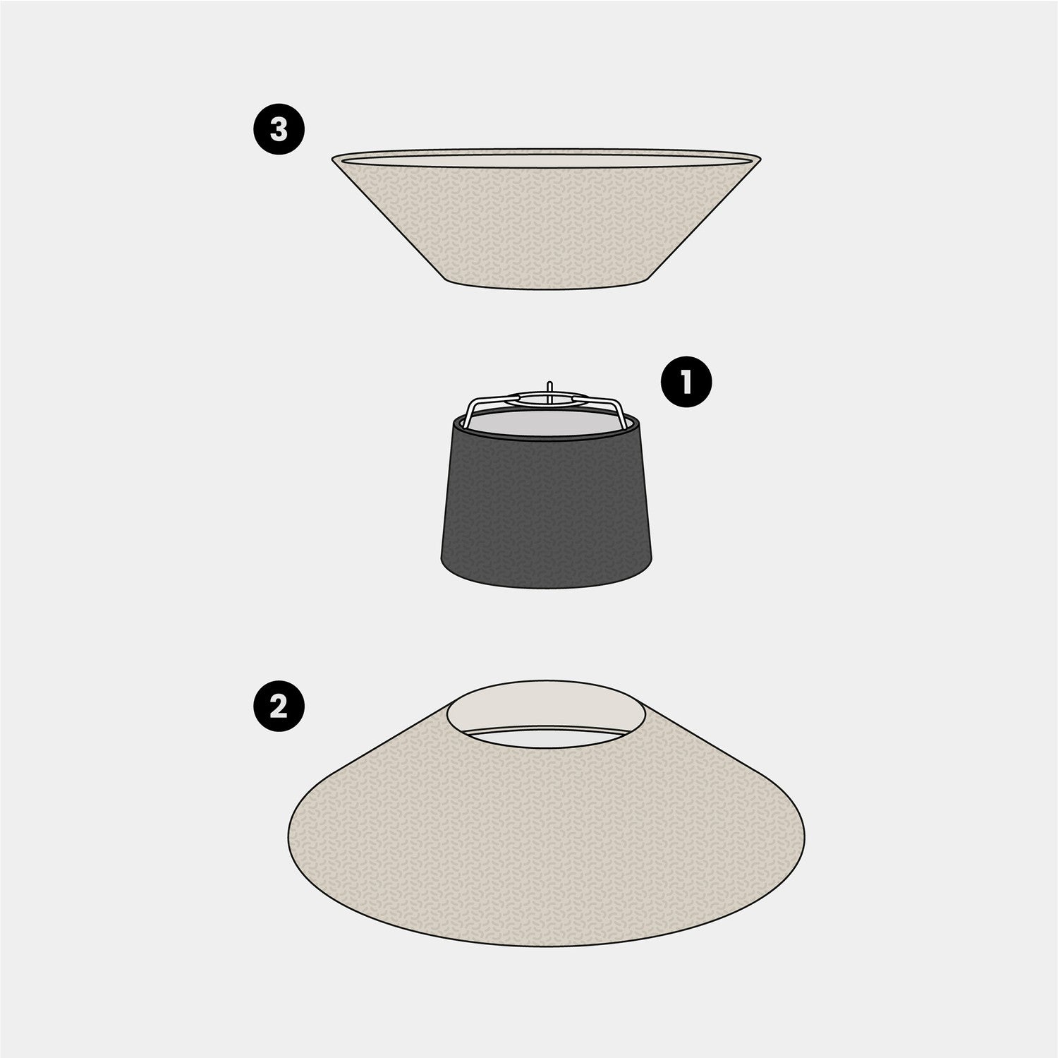 Paralume in tessuto Clessidra per lampada a sospensione - Lana Beige Lana grigio scuro