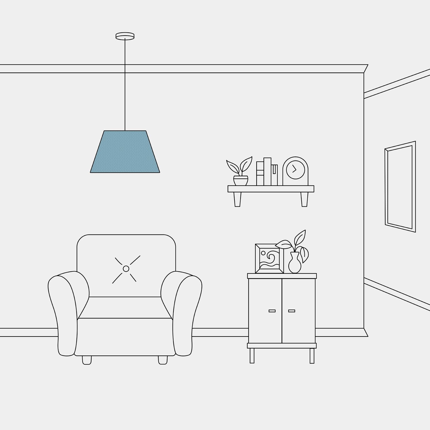 Paralume Impero M per sospensione con attacco E27 - Made in Italy - Teletta Azzurro Severo