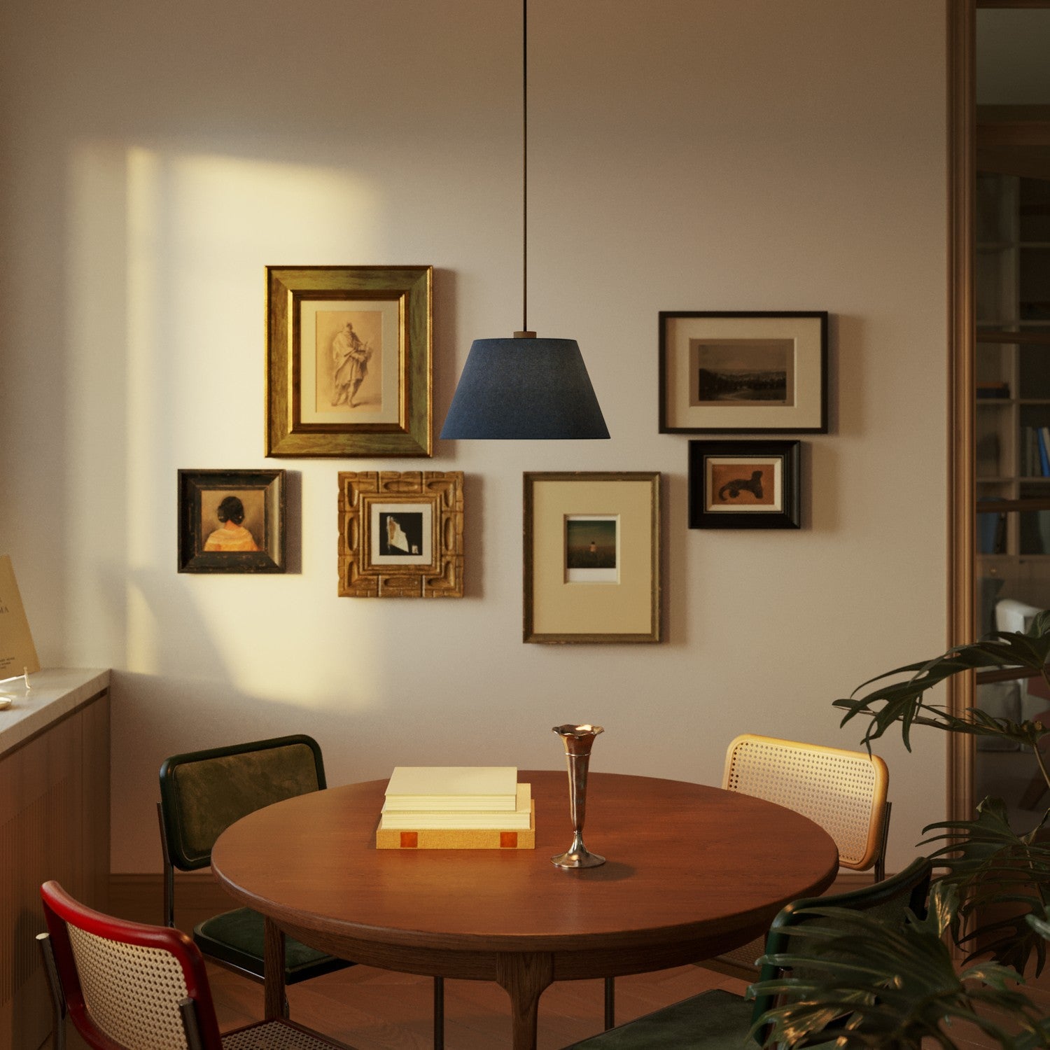 Paralume Impero M per sospensione con attacco E27 - Made in Italy - Lana Blu