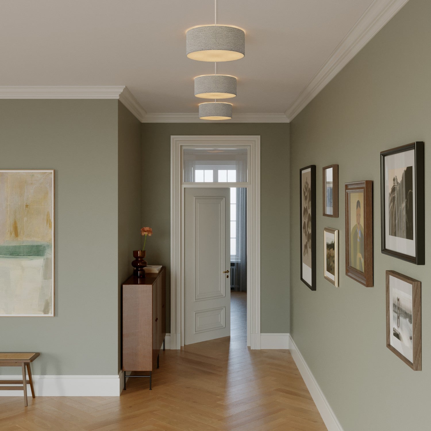 Plafoniera in tessuto Small - Made in Italy - Lana Grigio Chiaro