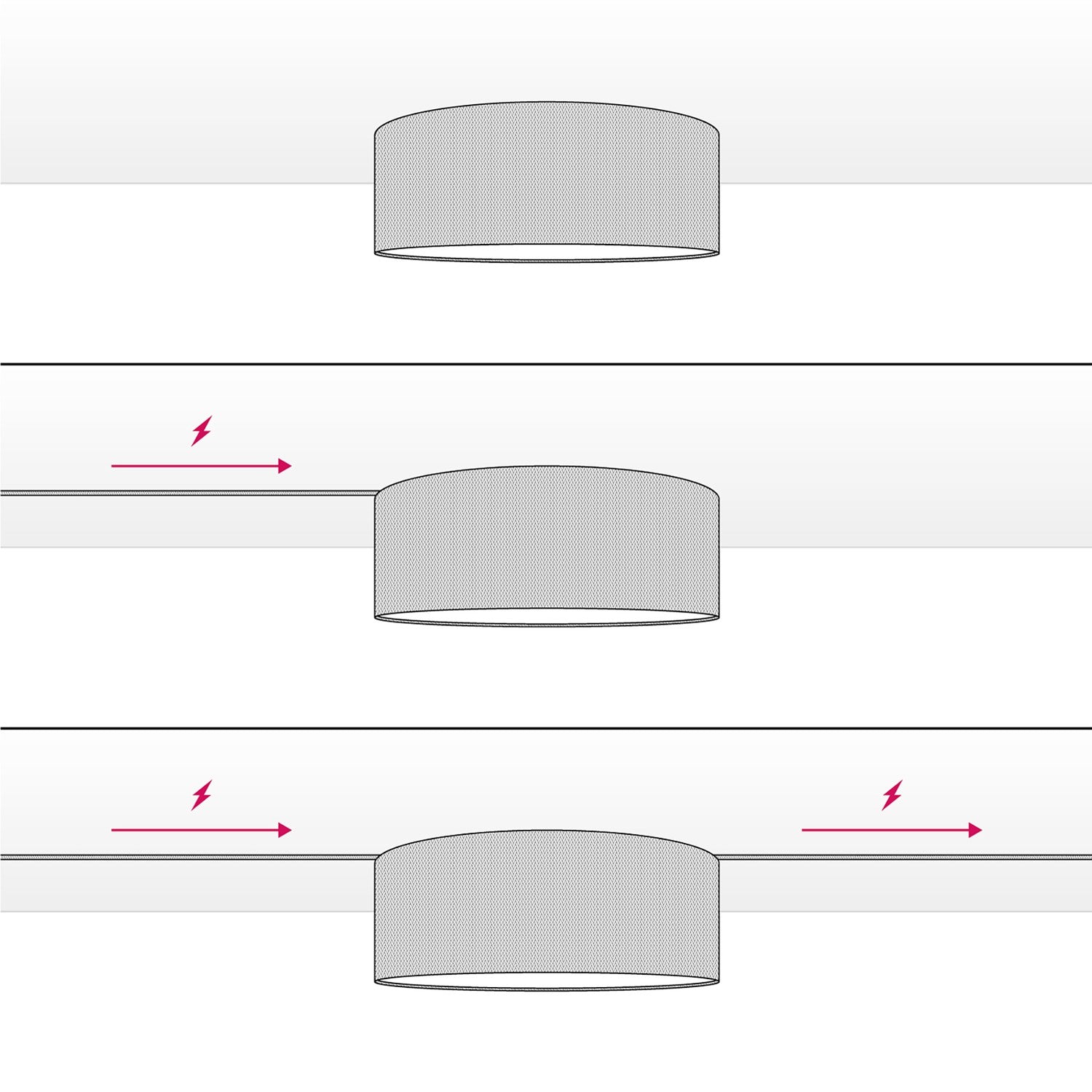 Plafoniera in tessuto Medium Slim - Made in Italy - Arenal Cenere
