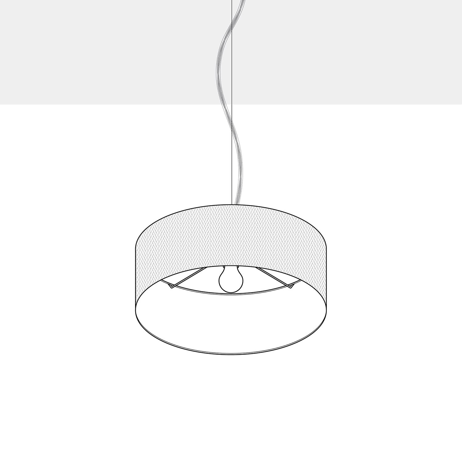 Lampada a sospensione con paralume in tessuto Cilindro Small - Made in Italy - Nero/Oro No