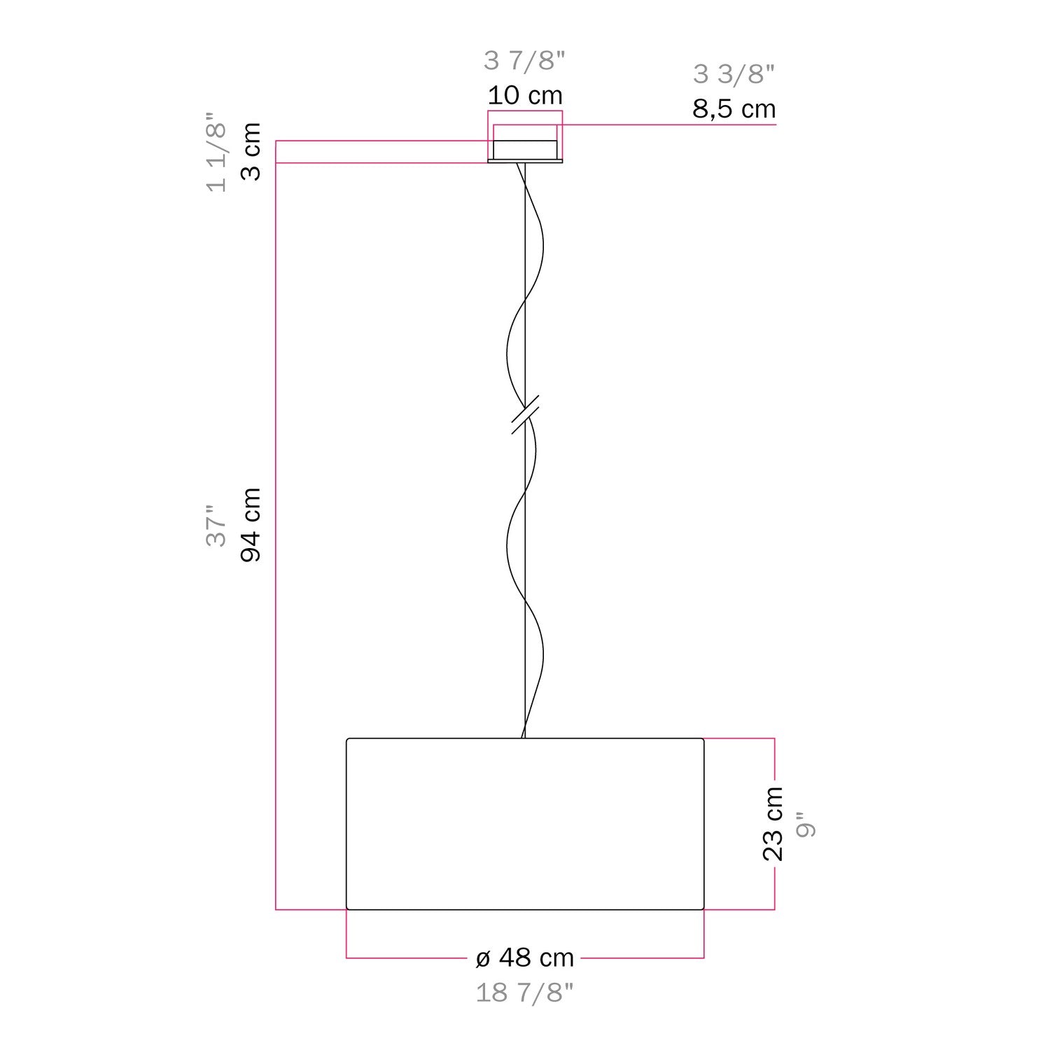 Lampada a sospensione con paralume in tessuto Cilindro Medium - Made in Italy - Juta Naturale No