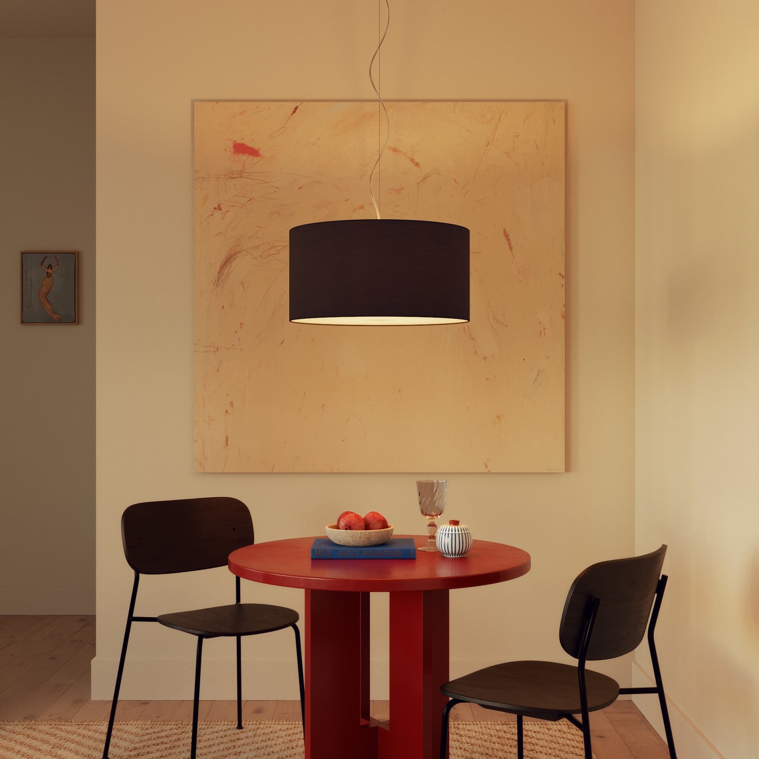 Lampada a sospensione con paralume in tessuto Cilindro Medium - Made in Italy - Teletta Antracite No