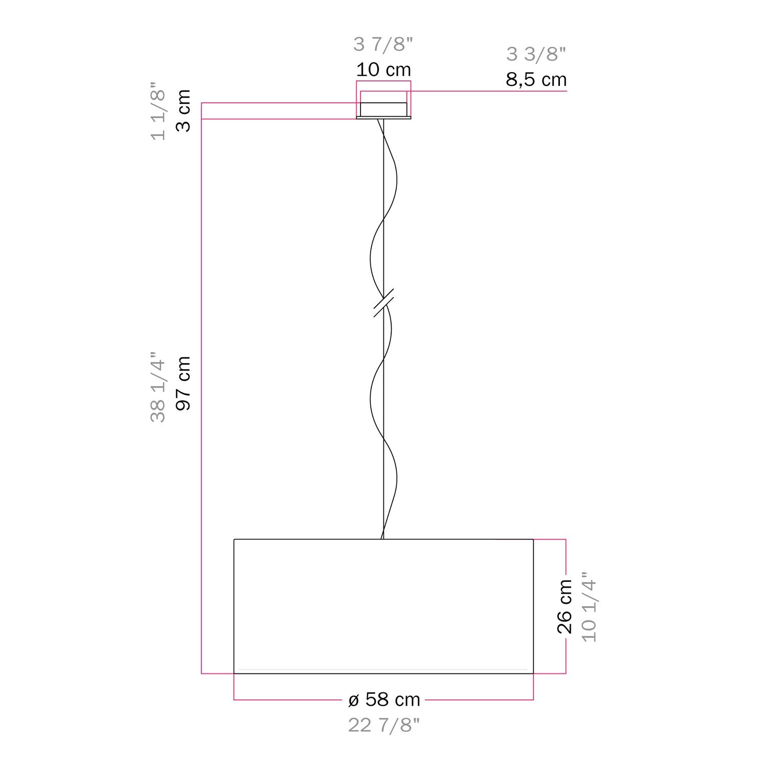 Lampada a sospensione con paralume in tessuto Cilindro Large - Made in Italy - Teletta Mandarino Si