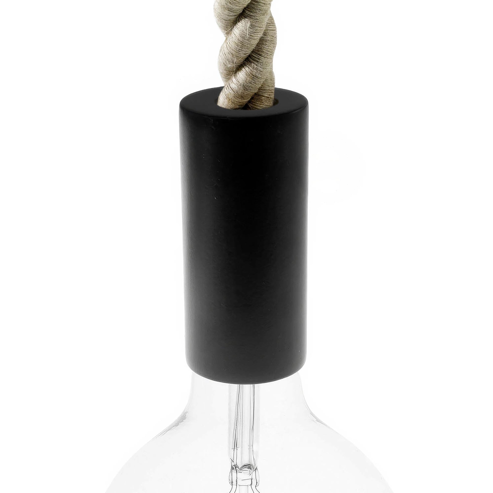 Kit portalampada E27 in legno per cordone 2XL - Nero