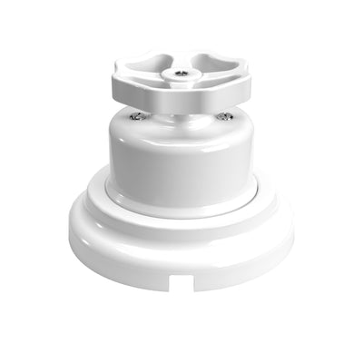 Sada vypínače/přepínače s otočným knoflíkem a základnou z bílého porcelánu
