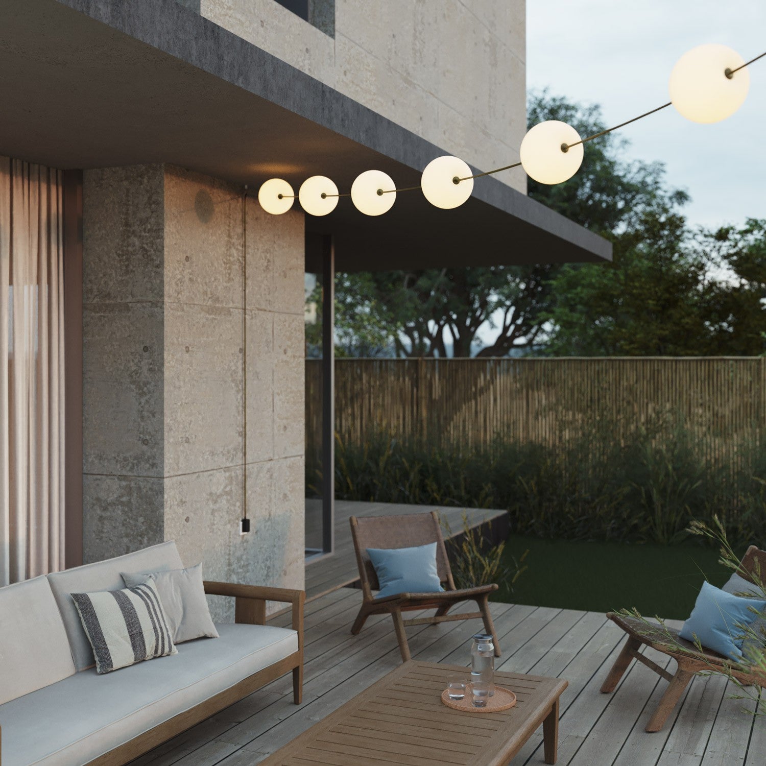 Catena luminosa 6 punti luce da esterno IP67 Verde Oliva - Marina6 Cherry 70 cm