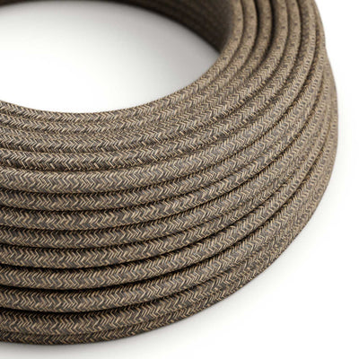 Kabel elektrický UV odolný pro venkovní použití, kulatý, potažený přírodním lnem Hnědý SN04 – kompatibilní s Eiva Outdoor IP65