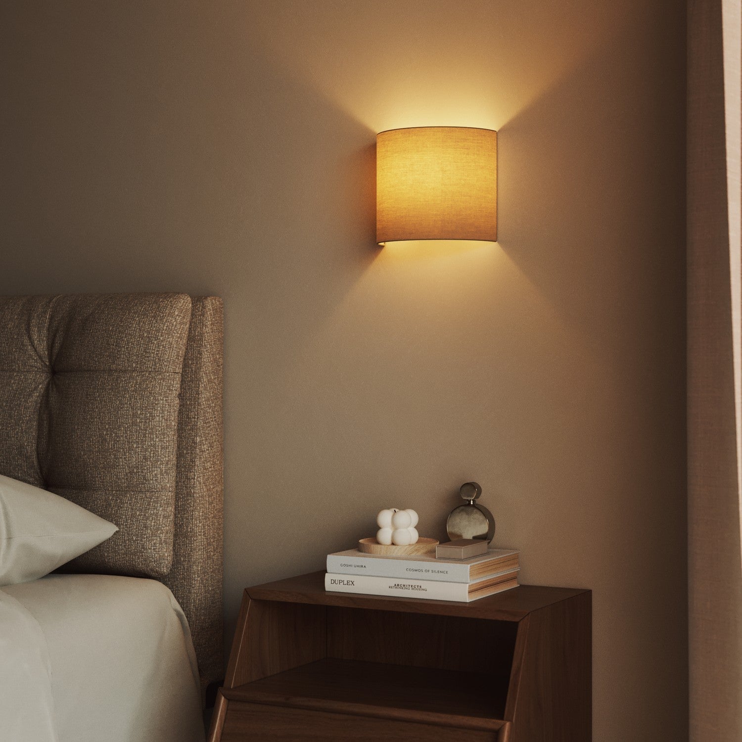 Applique Ventola con paralume in tessuto Arenal tortora - Made in Italy