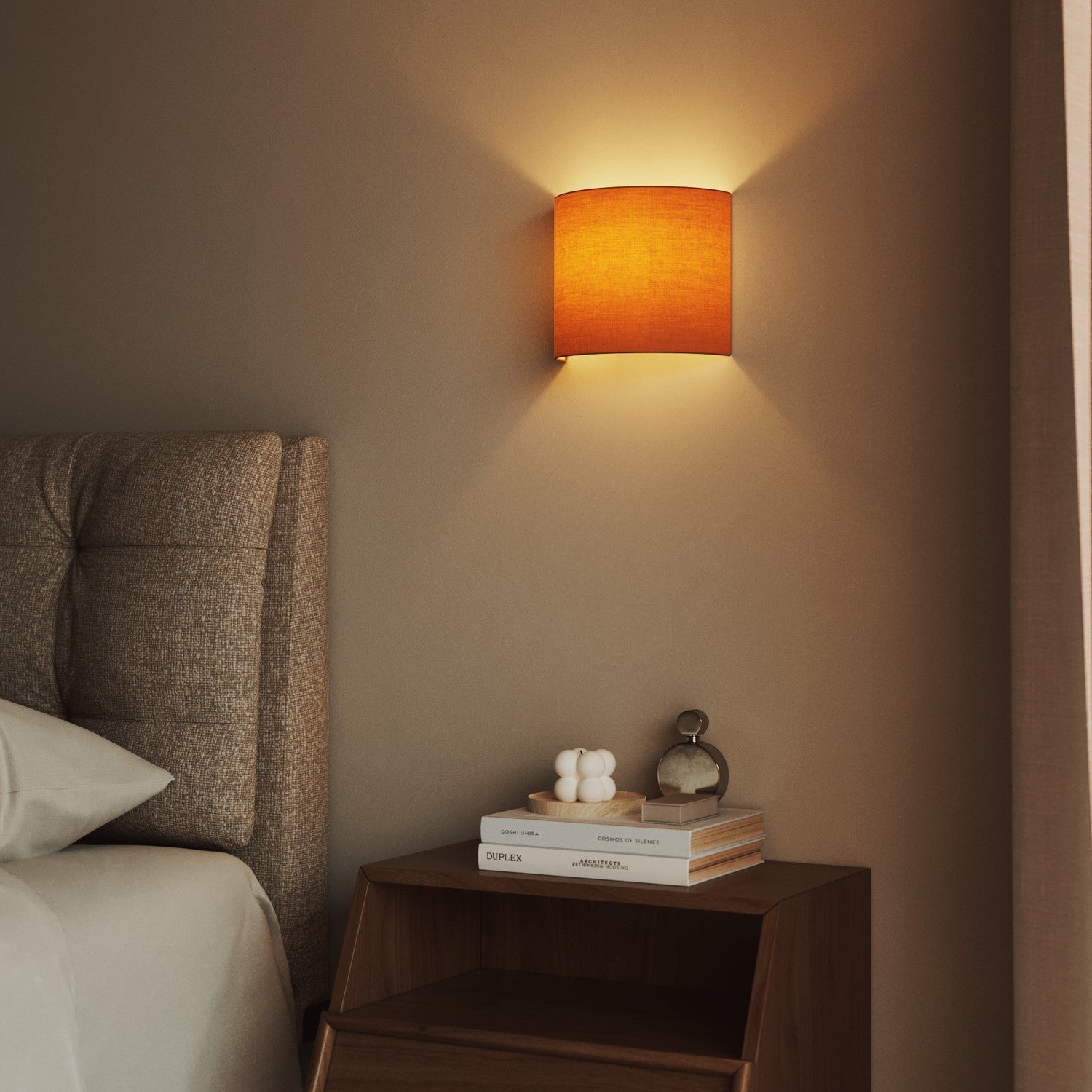 Applique Ventola con paralume in tessuto Teletta mandarino - Made in Italy