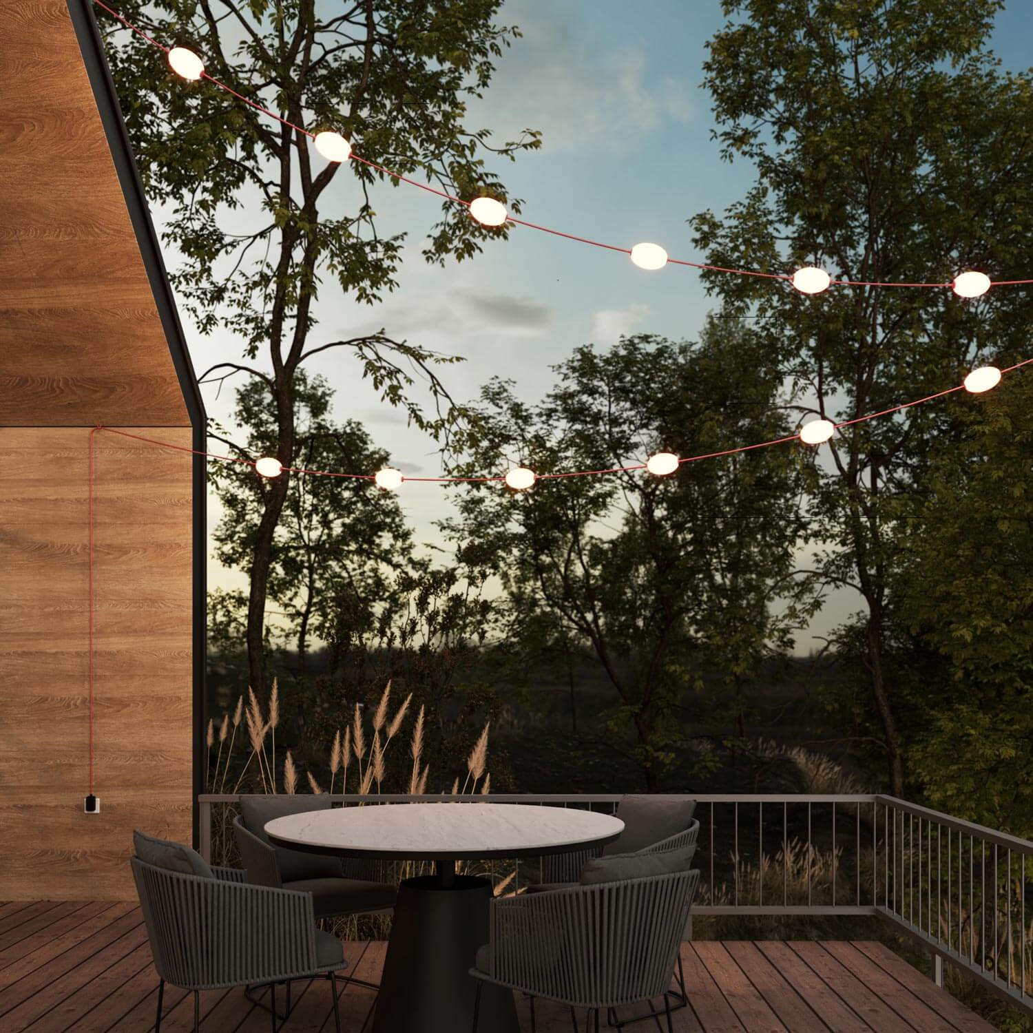 Catena luminosa 12 punti luce da esterno IP67 Rosso stella marina - Marina12