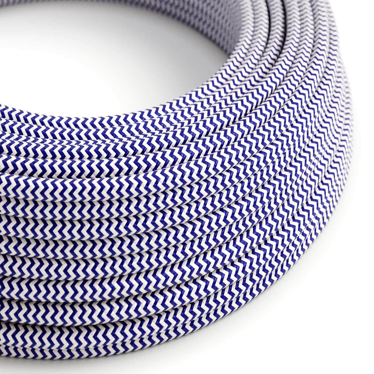 Cavo colorato per illuminazione Classic Blue e Bianco Ottico ZigZag - L'Originale Creative Cables, per lampade fai da te - RZ12
