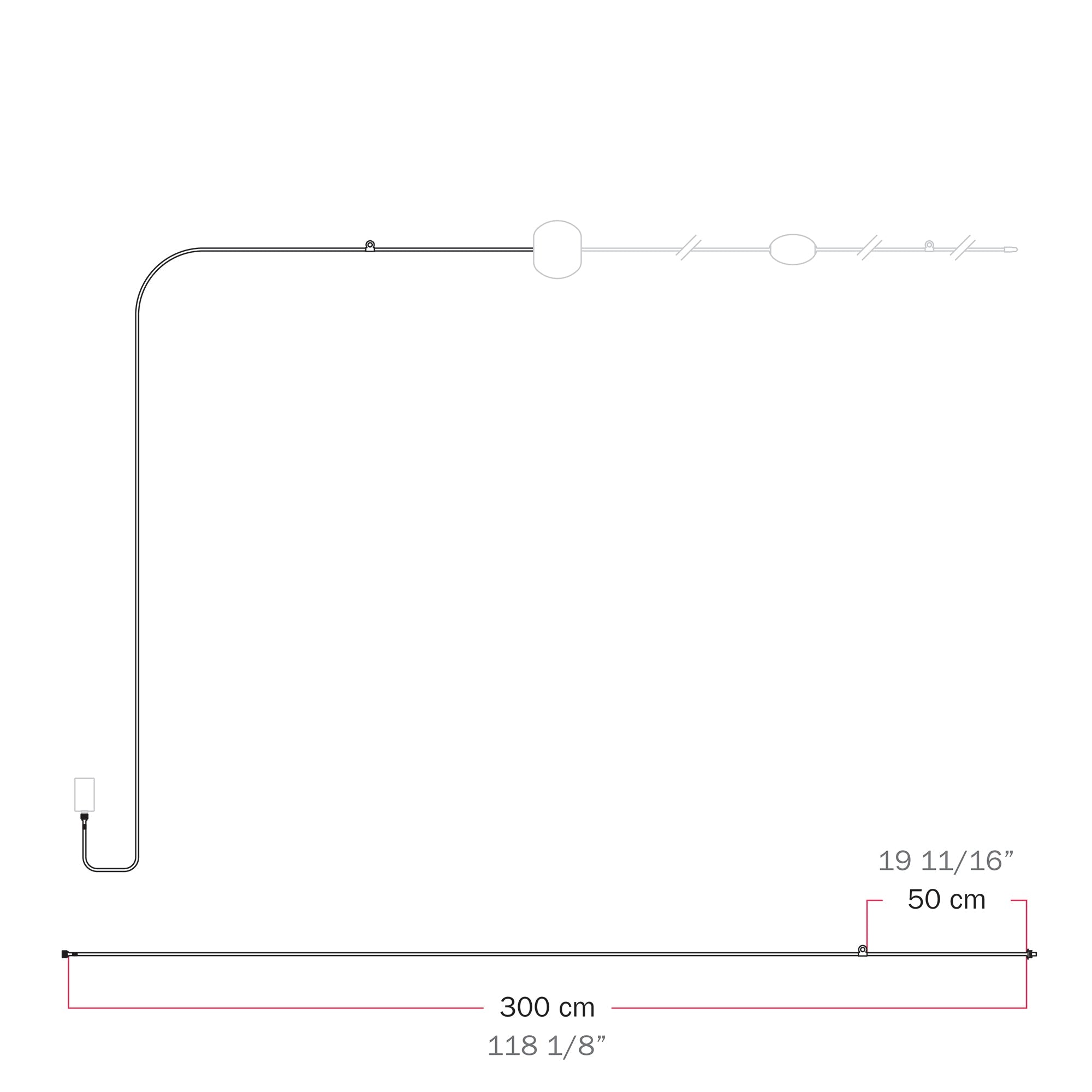 Cavo di connessione Alimentatore / Paralume - Marina - Grigio - Creative Cables