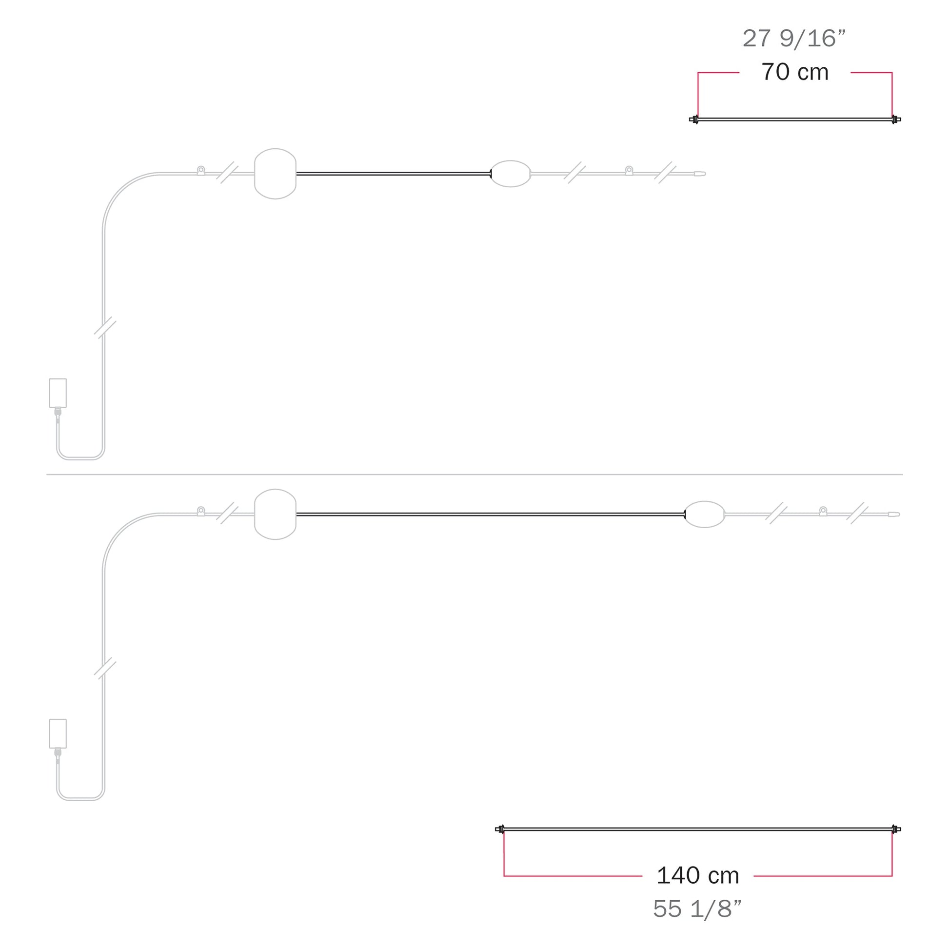 Cavo di connessione tra paralumi 70/140 cm (27 9/16" / 55 1/8") - Marina - Desert brown 140 cm (55 1 8")