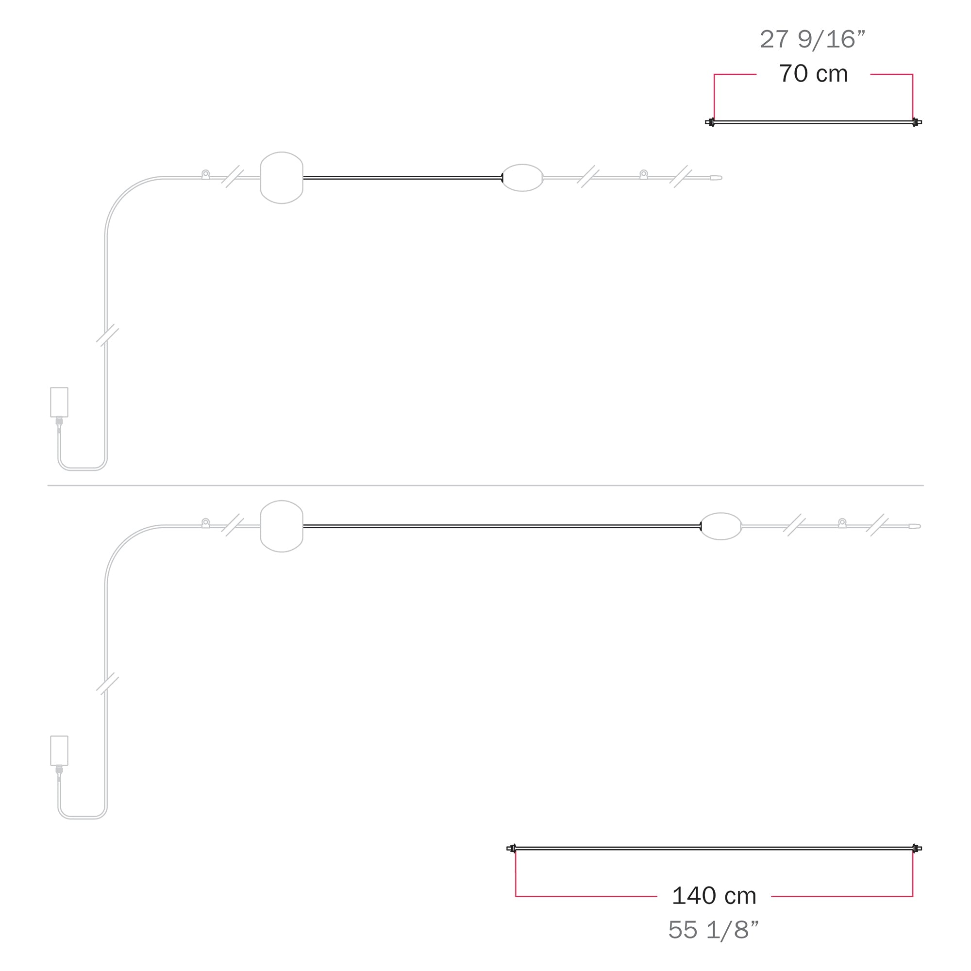 Cavo di connessione tra paralumi 70/140 cm (27 9/16" / 55 1/8") - Marina - Desert brown 140 cm (55 1 8")