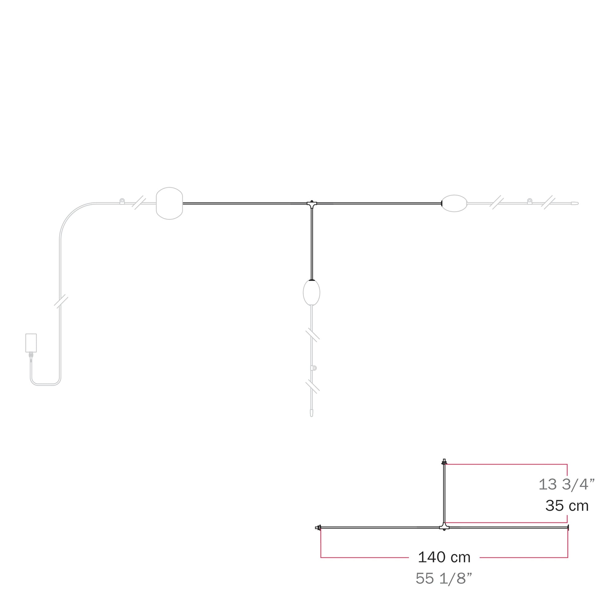 Cavo di connessione tra paralumi con forma a T - Marina - Bianco sabbia - Creative Cables