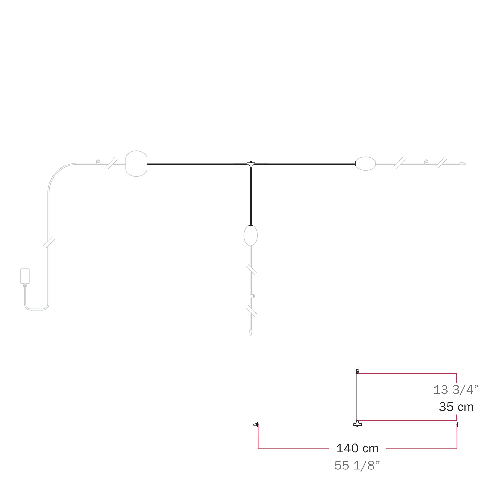 Cavo di connessione tra paralumi con forma a T - Marina - Bianco sabbia - Creative Cables