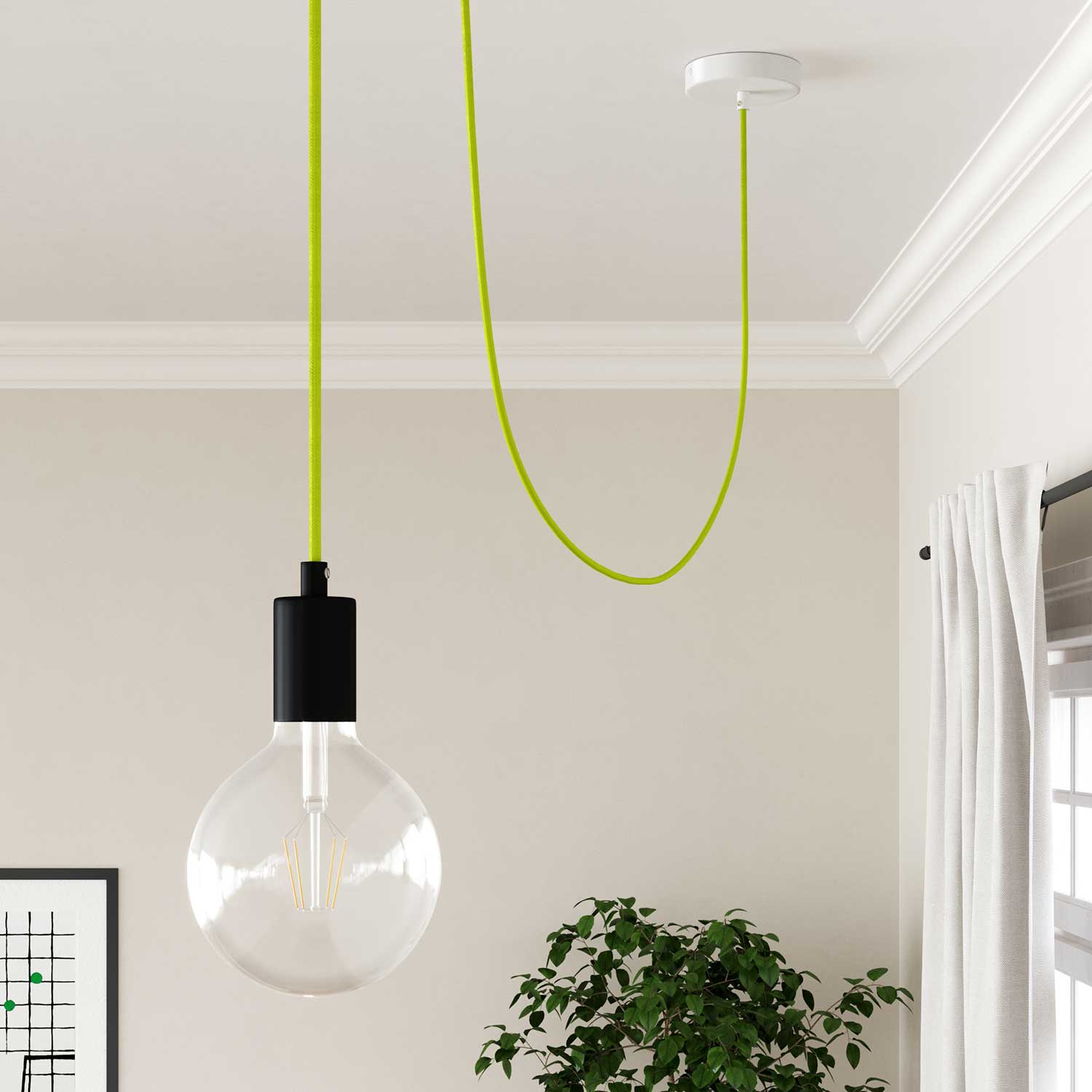 Cavo elettrico colorato Giallo Fluo lucido - L'Originale Creative Cables, ideale per le tue lampade e lampadari - RF10