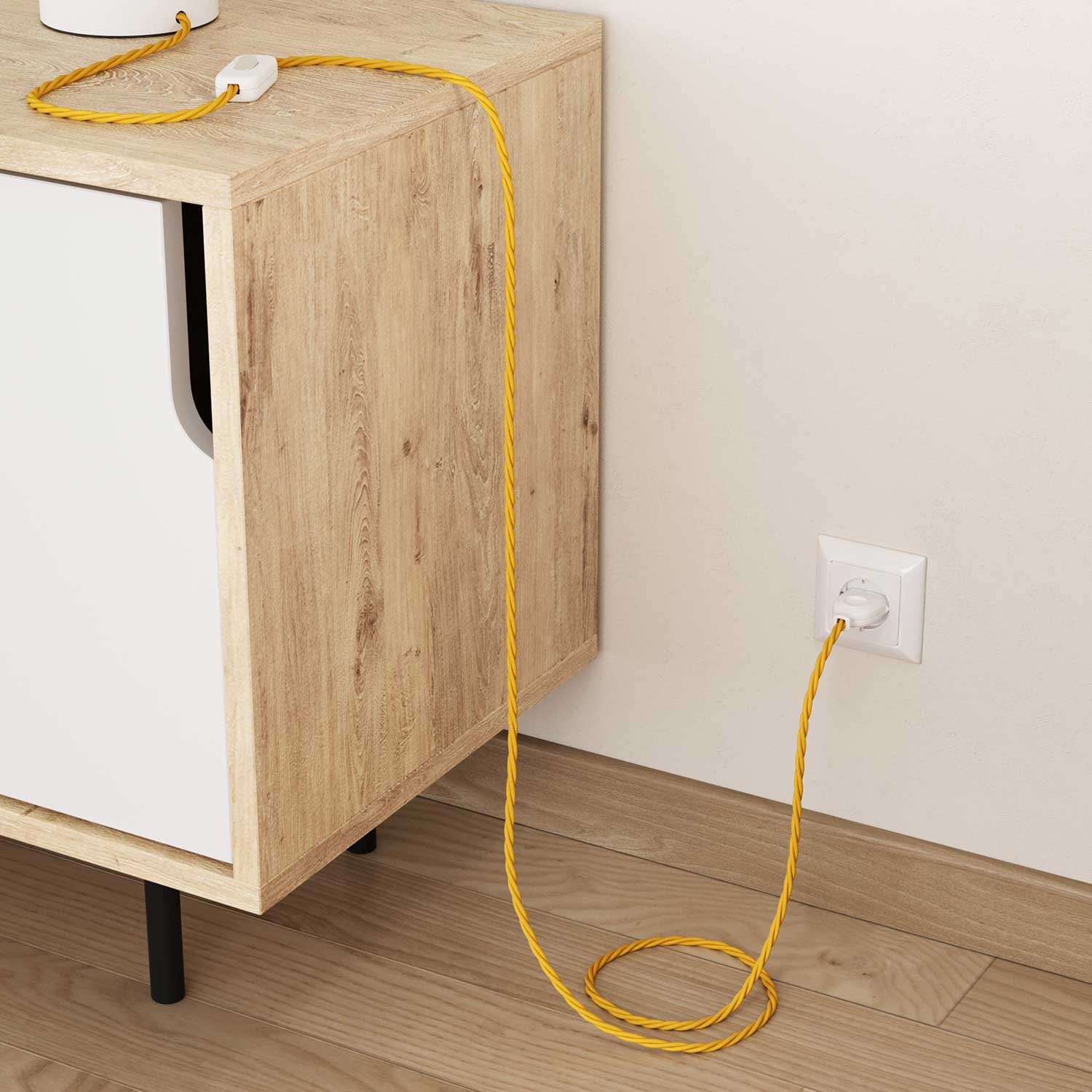 Cavo elettrico tessile trecciato Giallo Mais - L'Originale Creative Cables, per decorazioni luminose uniche - TM10