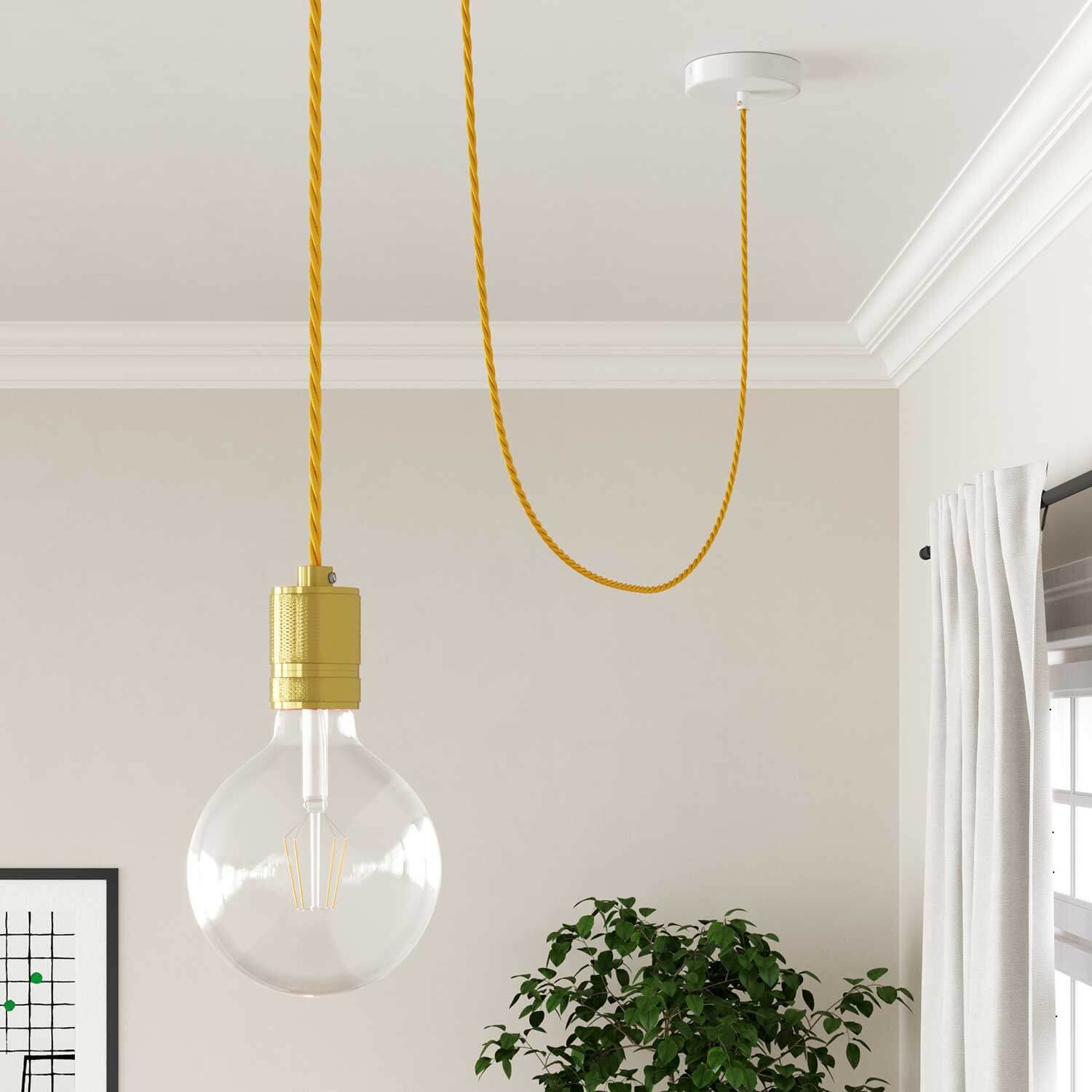 Cavo elettrico tessile trecciato Giallo Mais - L'Originale Creative Cables, per decorazioni luminose uniche - TM10