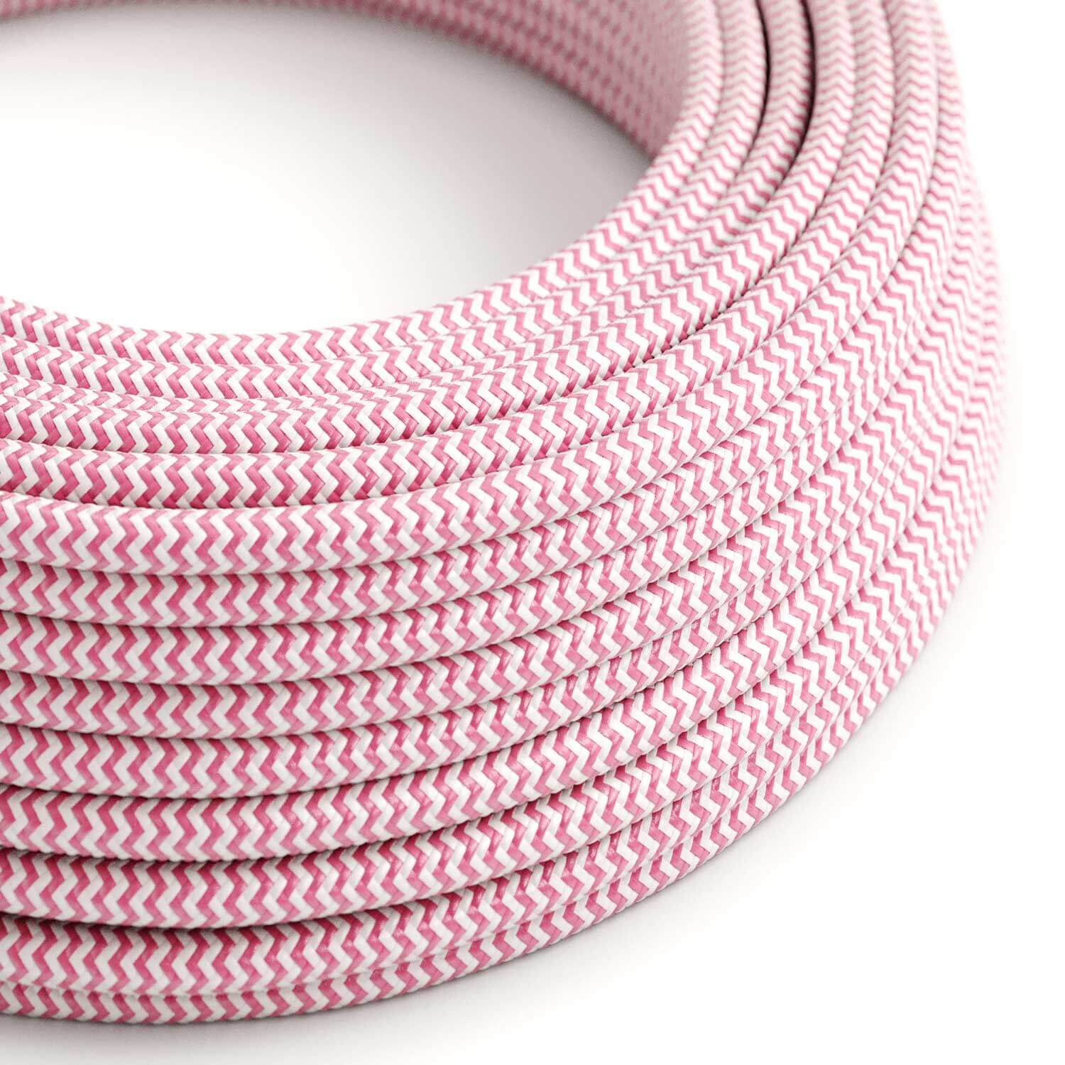 Cavo per illuminazione lucido Rosa Fucsia e Bianco Ottico ZigZag - L'Originale Creative Cables, per lampade moderne - RZ08