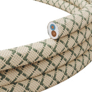 Cavo tessile piatto Verde Timo e Beige Losanga - PD62