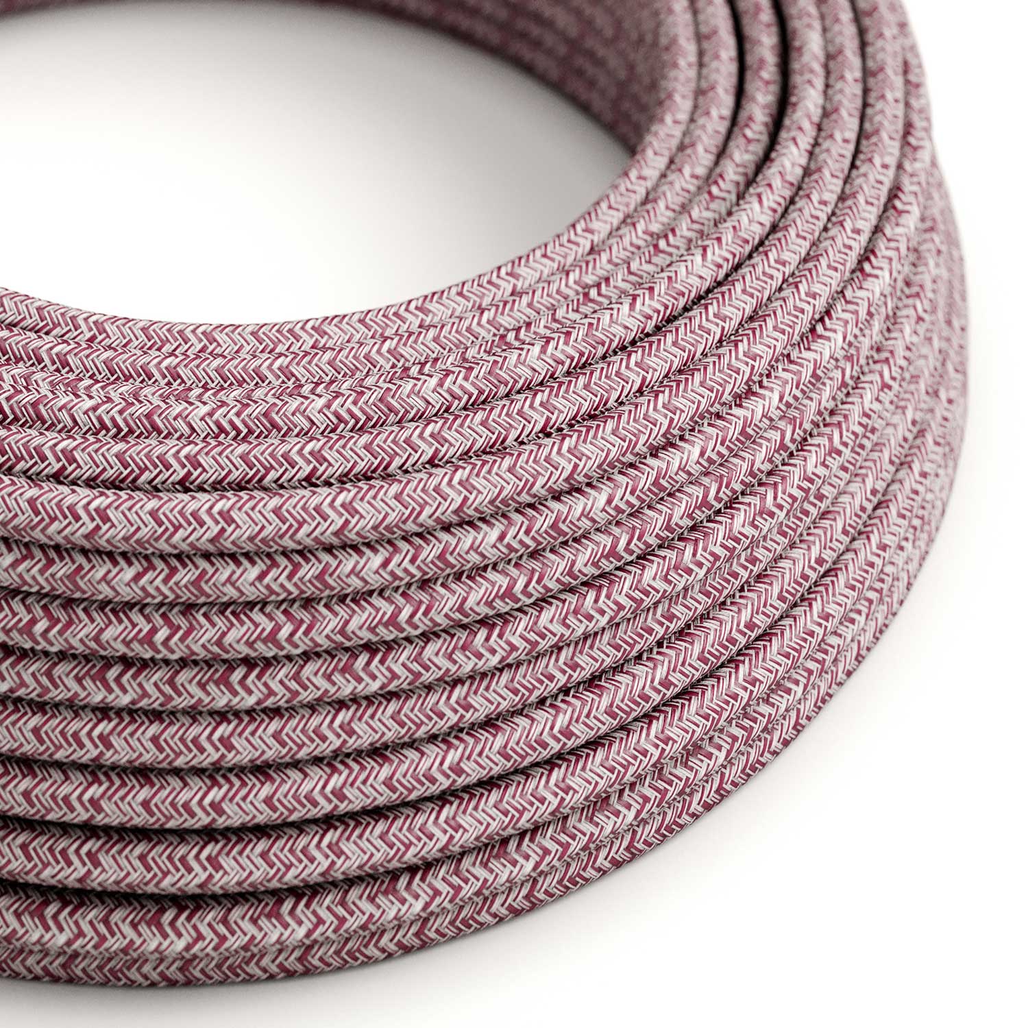 Corda elettrica in tessuto Tweed Burgundy glitterato - L'Originale Creative Cables, per impianti a vista e lampade - RS83