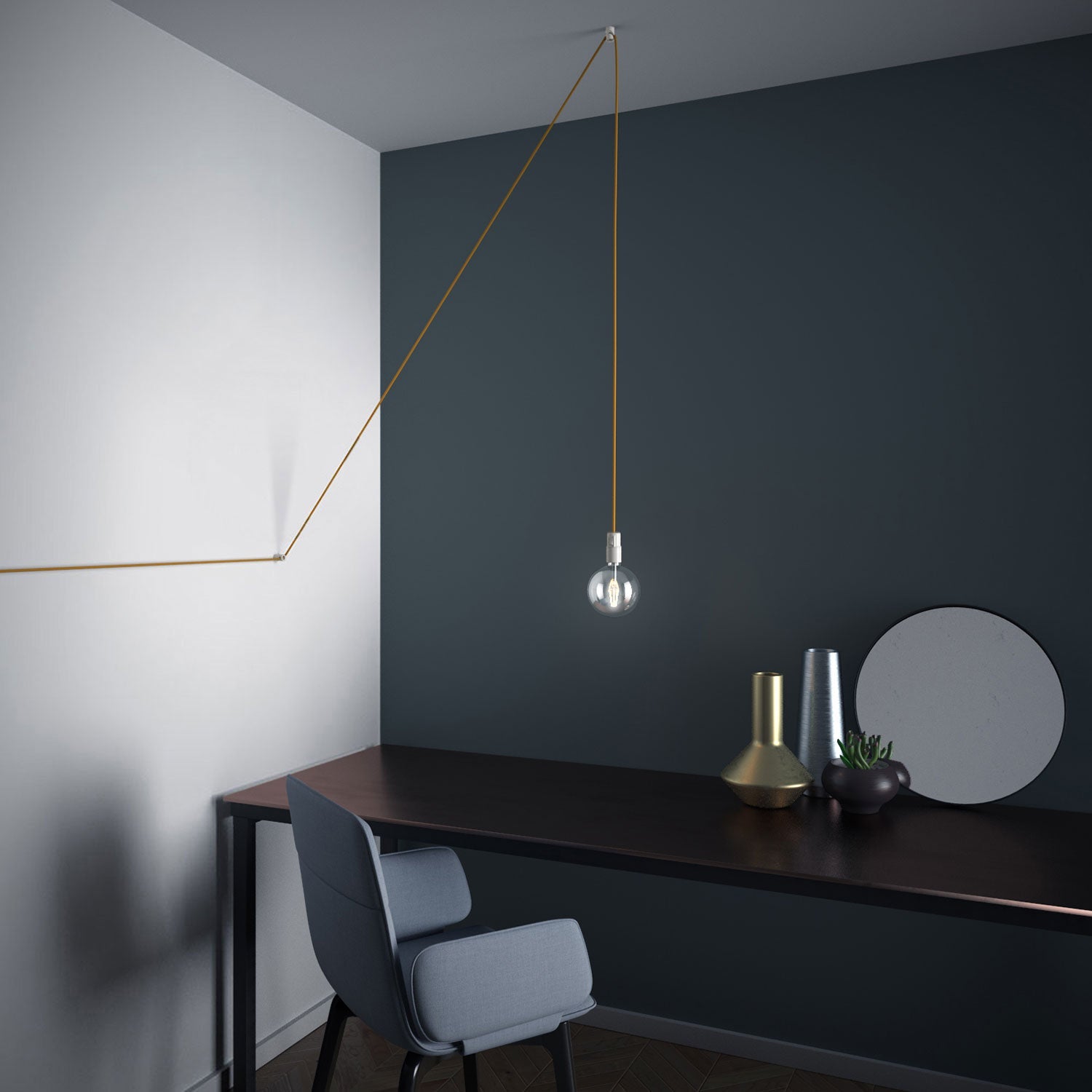 Decentratore, gancio a 'V' a soffitto o parete per cavo elettrico tessile - Bianco