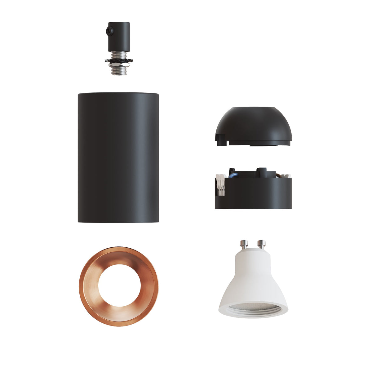 Faretto GU10 Spotlight LED Bispot - Nero / Rame satinato