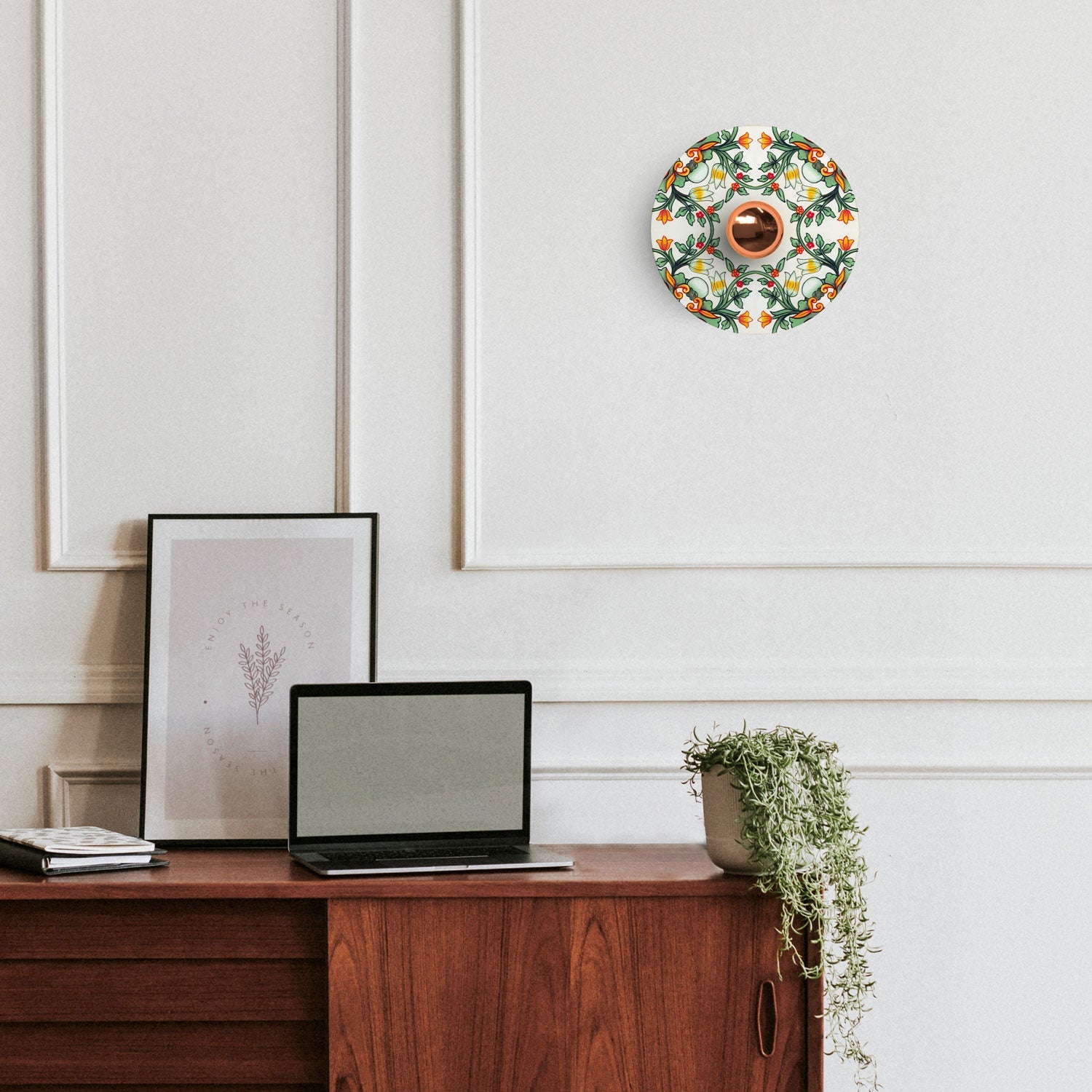 Fermaluce con mini piatto Ellepì 'Maioliche' Rosso e Verde