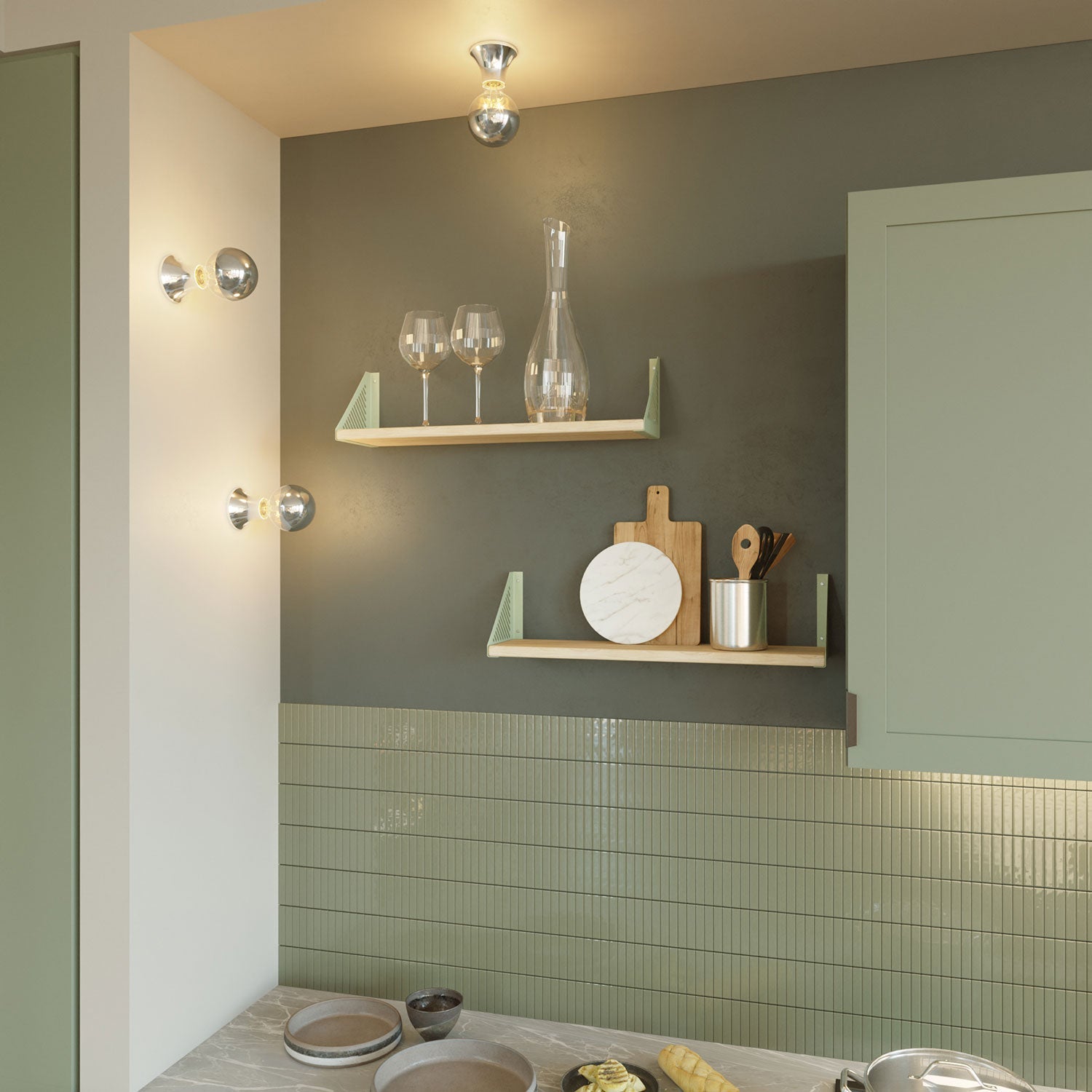 Fermaluce Vintage, punto luce metallizzato a parete o soffitto - Cromo