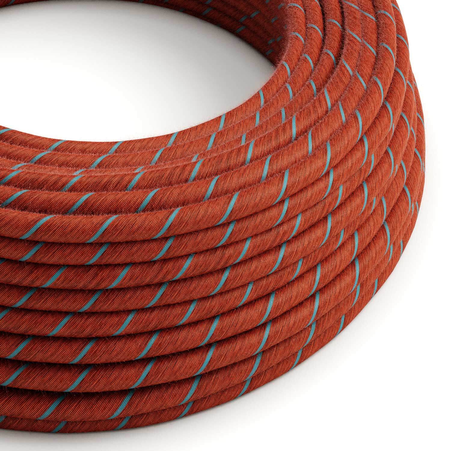 Filo elettrico ricoperto in cotone Mattone e Azzurro Vertigo - L'Originale Creative Cables, per lampadari e lampade - ERC36