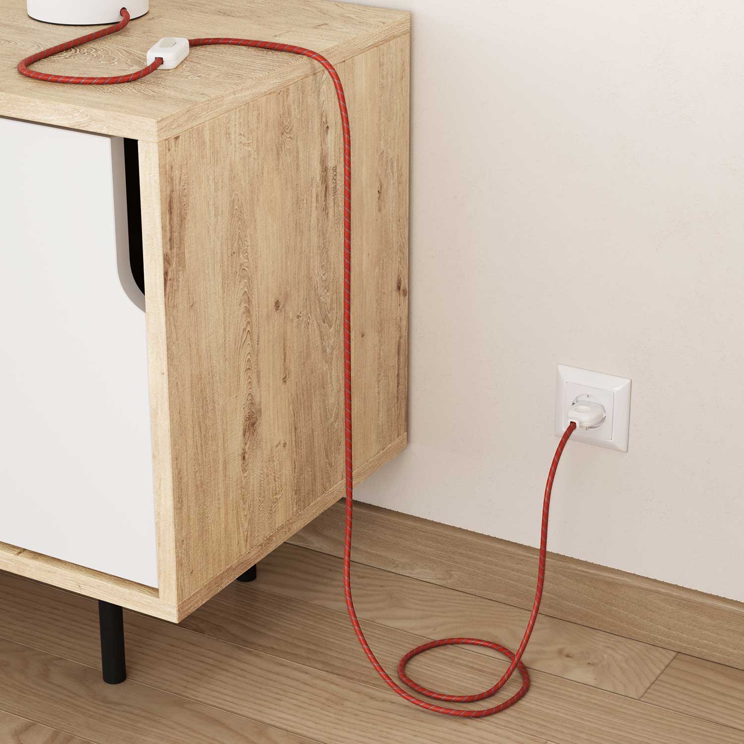 Filo elettrico ricoperto in cotone Mattone e Azzurro Vertigo - L'Originale Creative Cables, per lampadari e lampade - ERC36