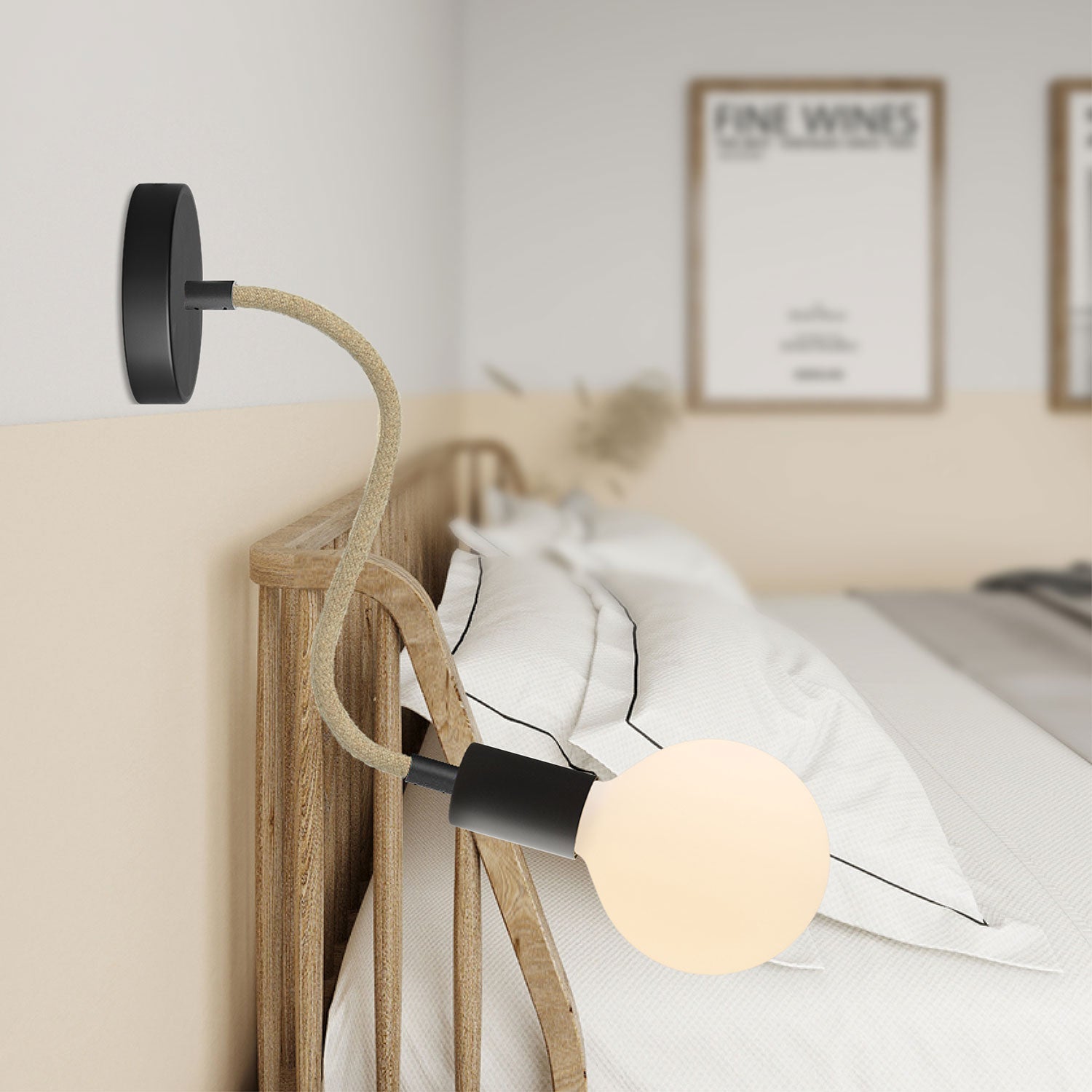 Kit Creative Flex tubo flessibile di estensione rivestito in juta RN06 Neutro con terminali metallici Nero 30 cm