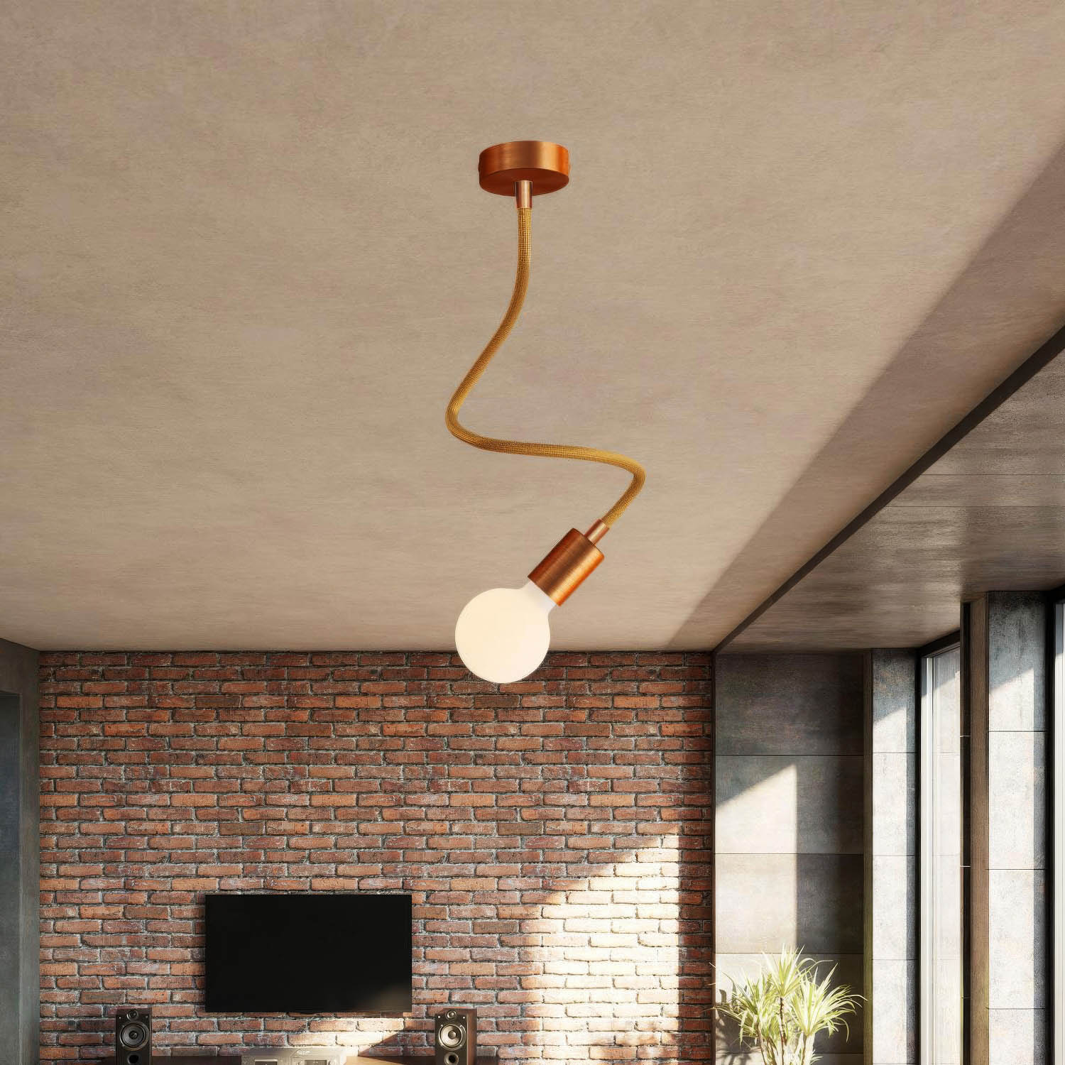 Kit Creative Flex tubo flessibile di estensione rivestito in tessuto RM73 Bronzo con terminali metallici Rame satinato 60 cm