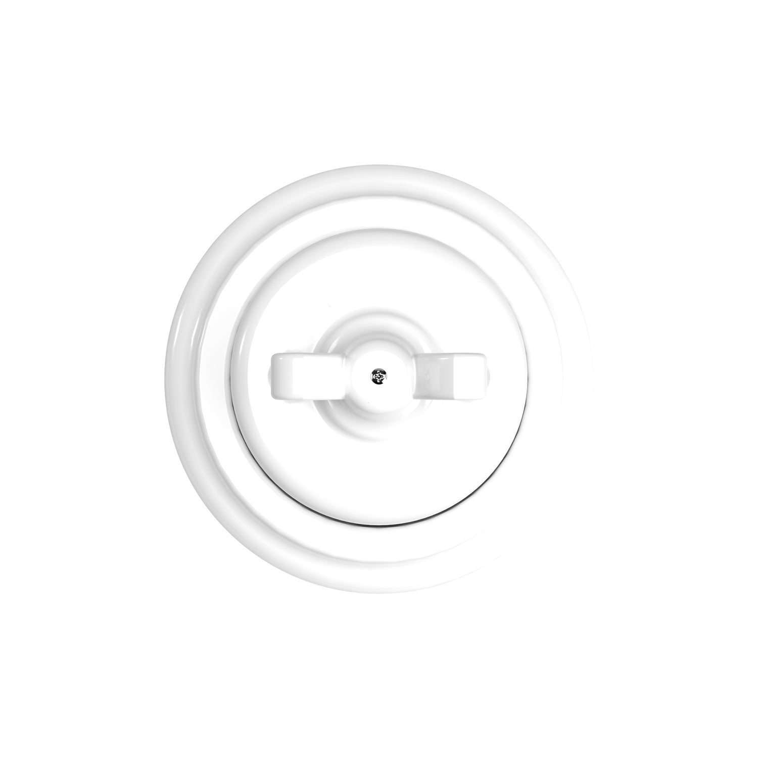 Kit interruttore/deviatore con dado a farfalla e base in porcellana bianca Bianco