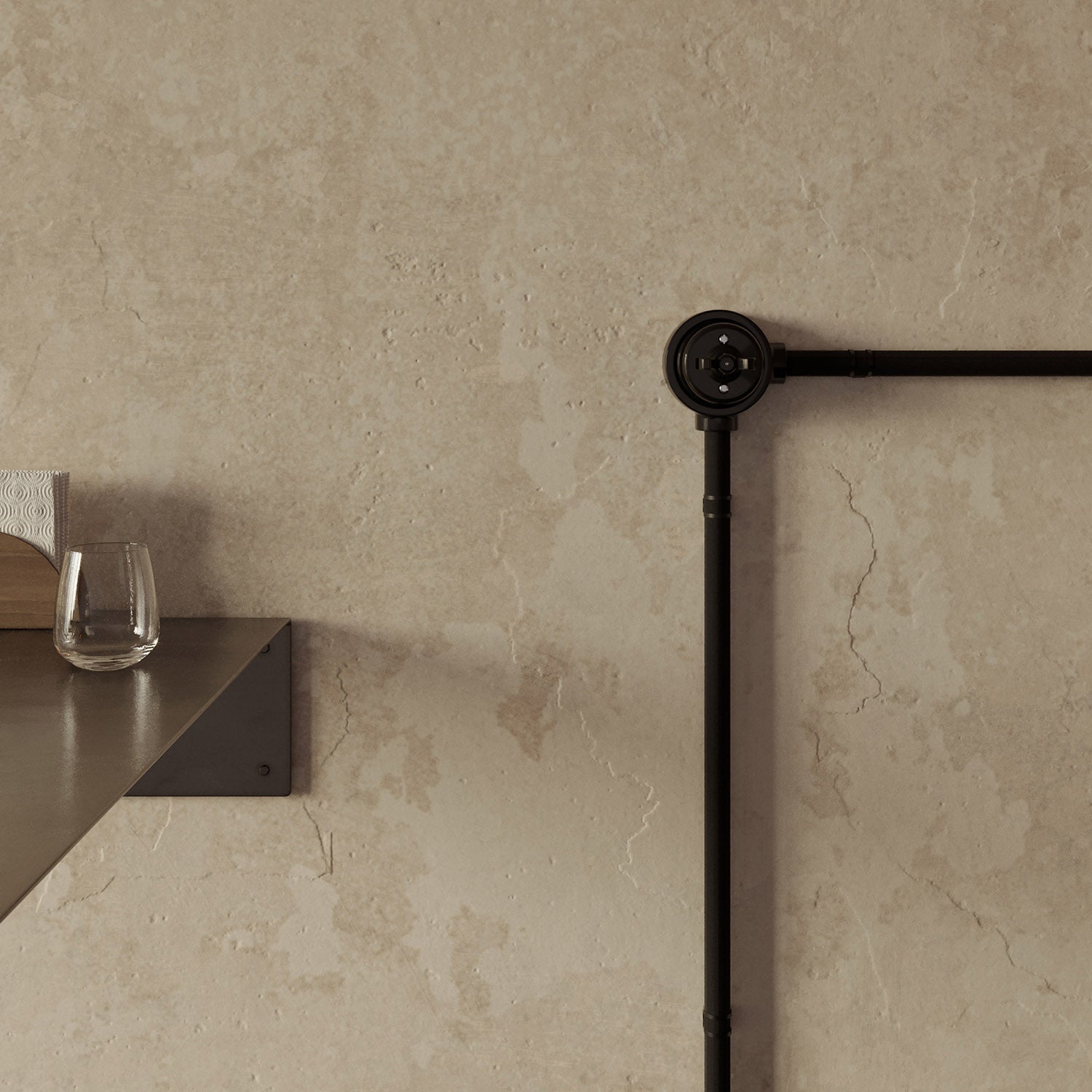 Kit interruttore/deviatore con dado a farfalla e base per Creative-Tubes in porcellana nera Nero 2