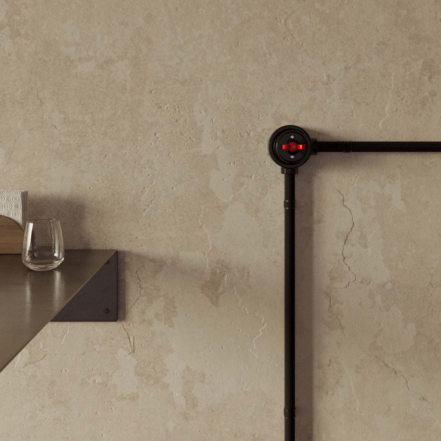 Kit interruttore/deviatore con dado a farfalla e base per Creative-Tubes in porcellana nera Rosso 2