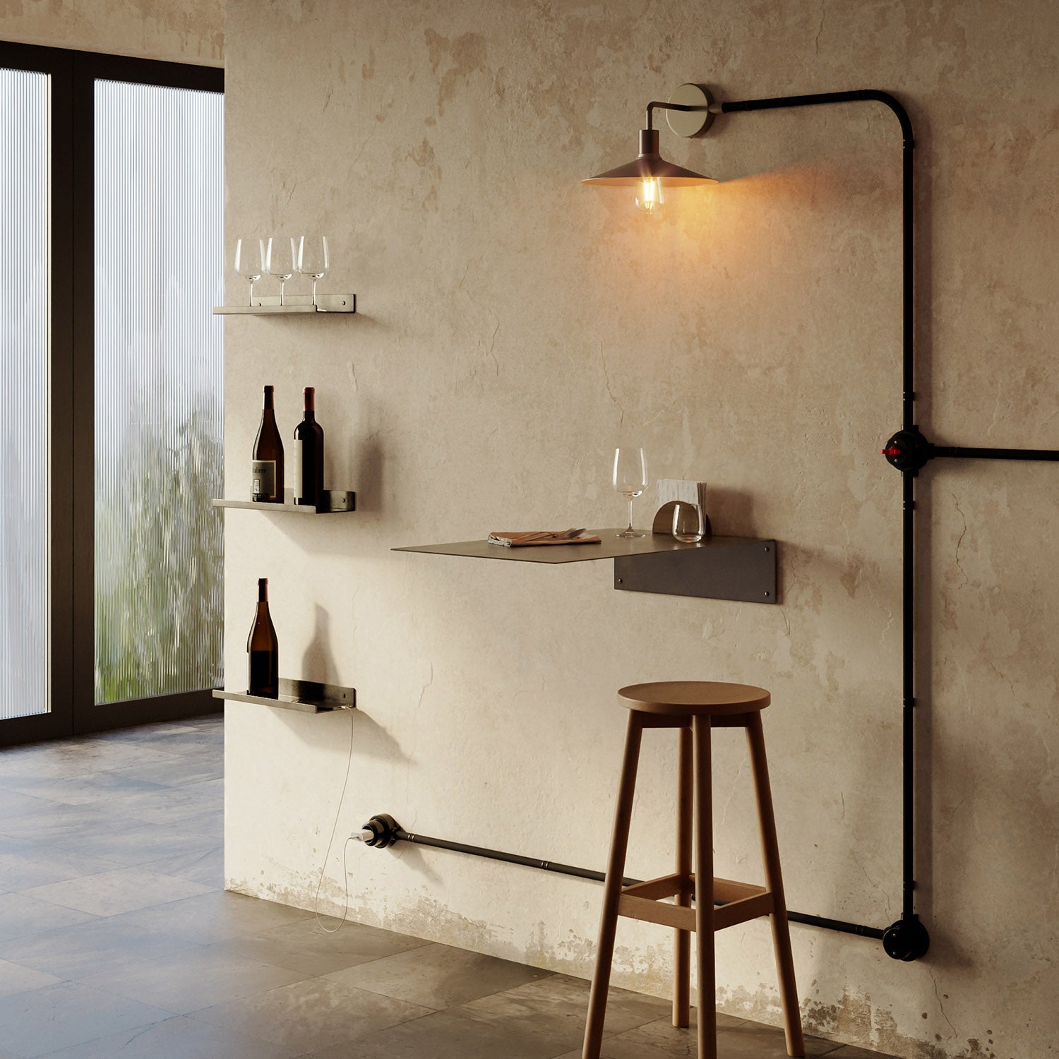 Kit interruttore/deviatore con manopola e base per Creative-Tubes in porcellana nera Rosso 3