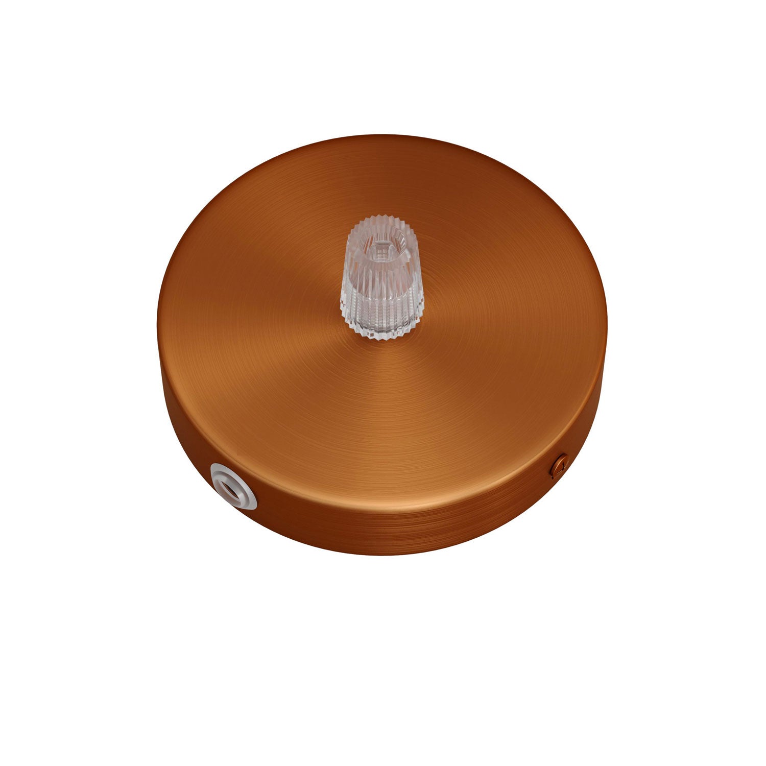 Kit Mini rosone cilindrico in metallo a 1 foro centrale e 4 fori laterali - Rame satinato Conico