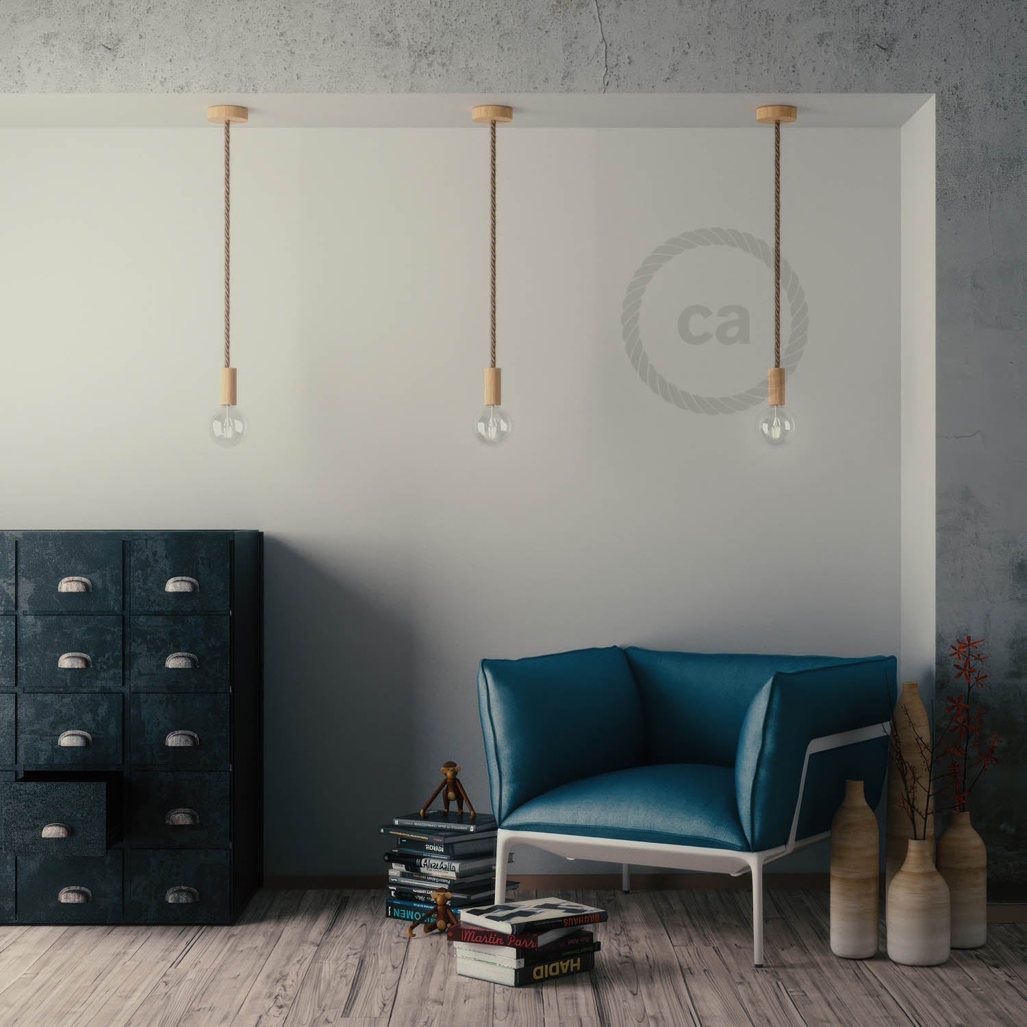 Kit portalampada E27 in legno per cordone XL - Neutro